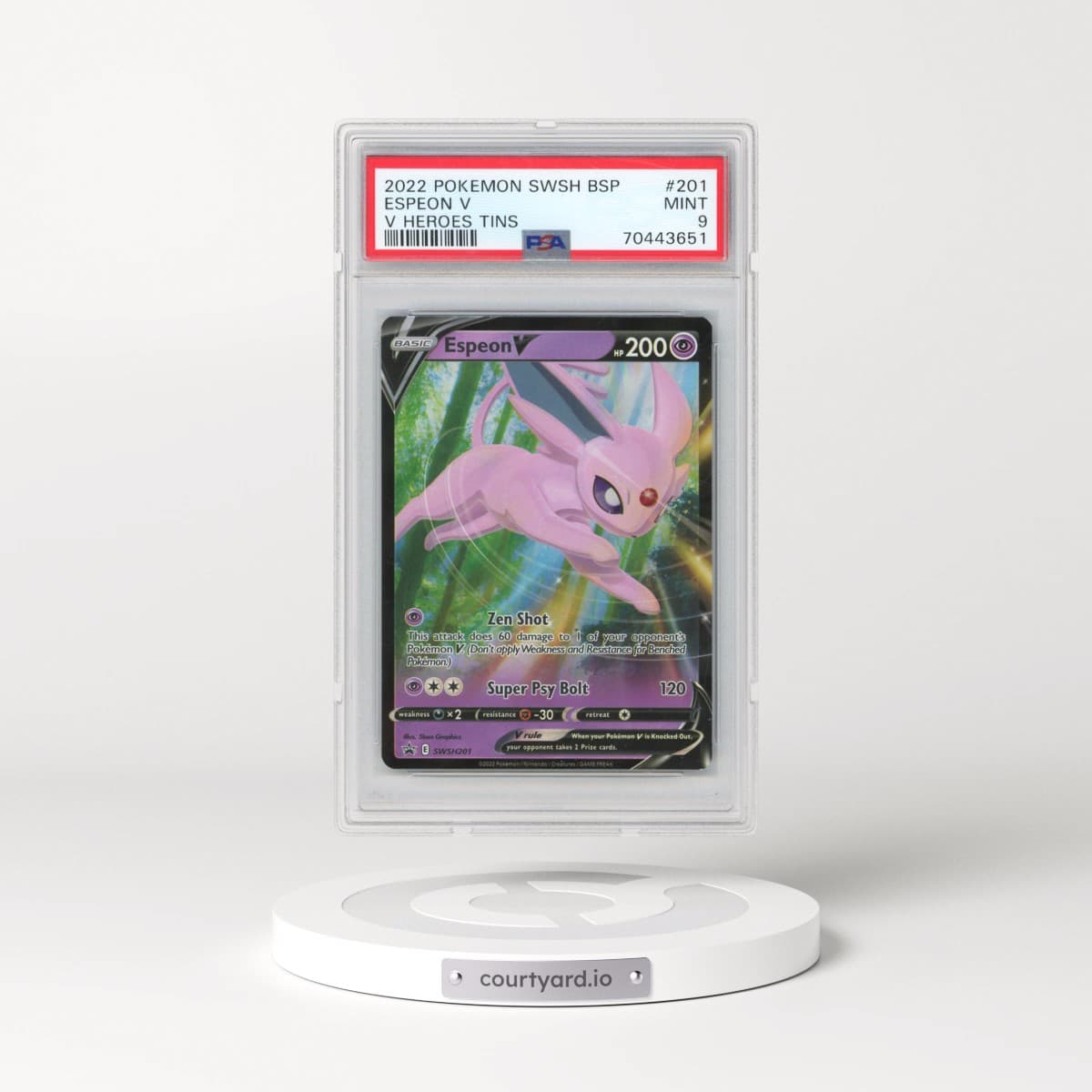 2022 Pokémon Swsh Black Star Promo #201 Espeon V - Holo V Heroes Tins (PSA 9 MINT)