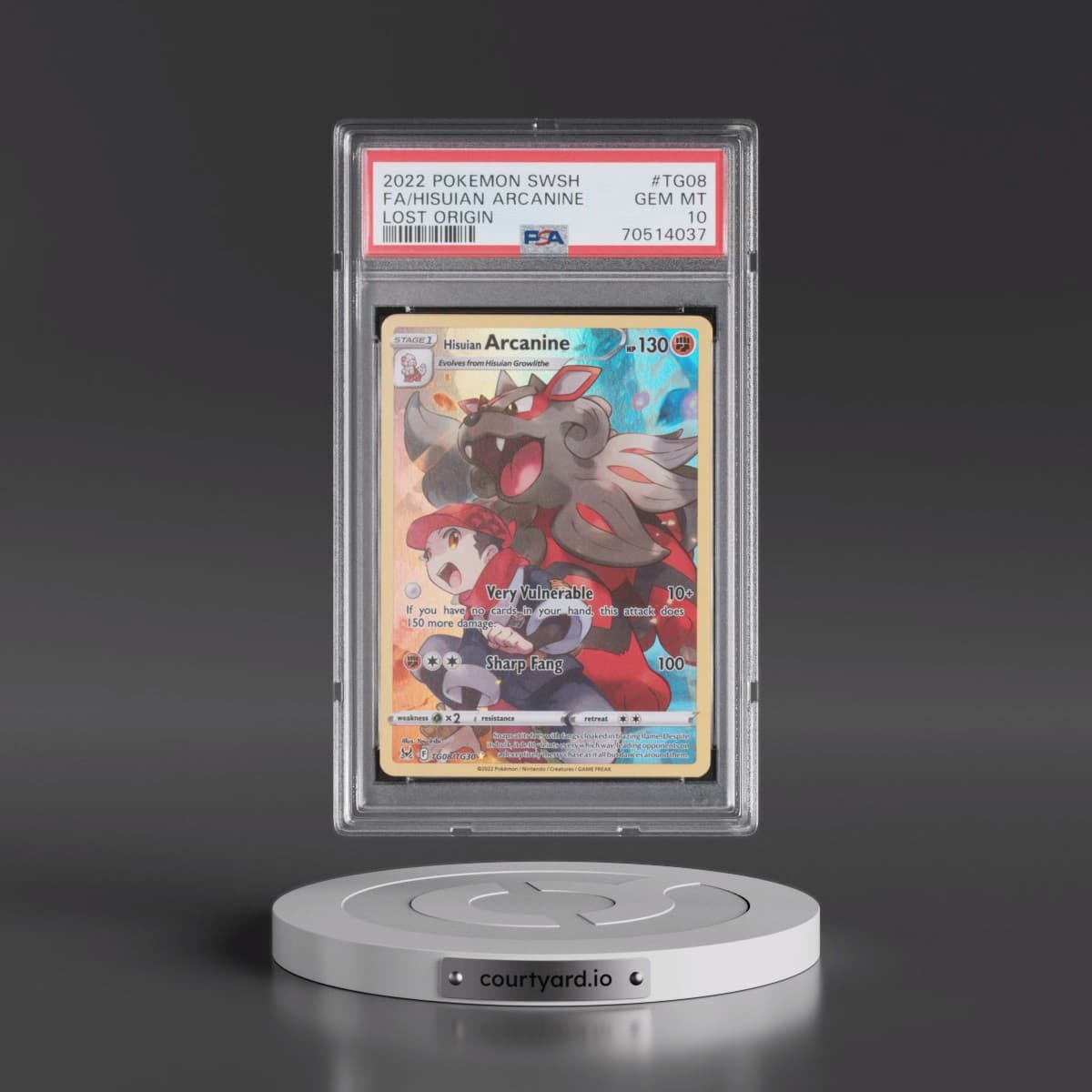 2022 Pokémon Sword & Shield Lost Origin #TG08 Hisuian Arcanine - Full Art (PSA 10 GEM MINT)