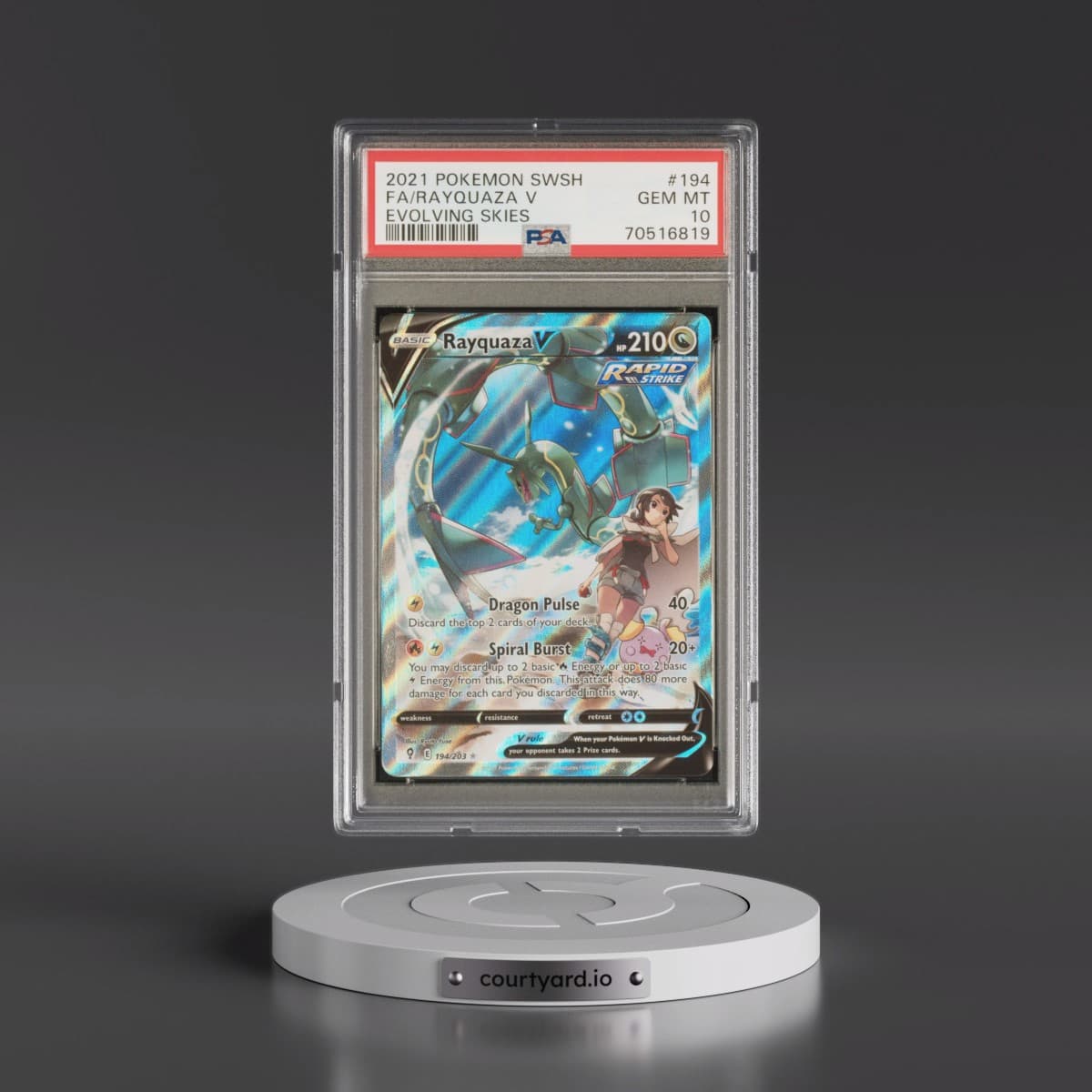 2021 Pokémon Sword & Shield Evolving Skies #194 Rayquaza V - Holo Full Art (PSA 10 GEM MINT)