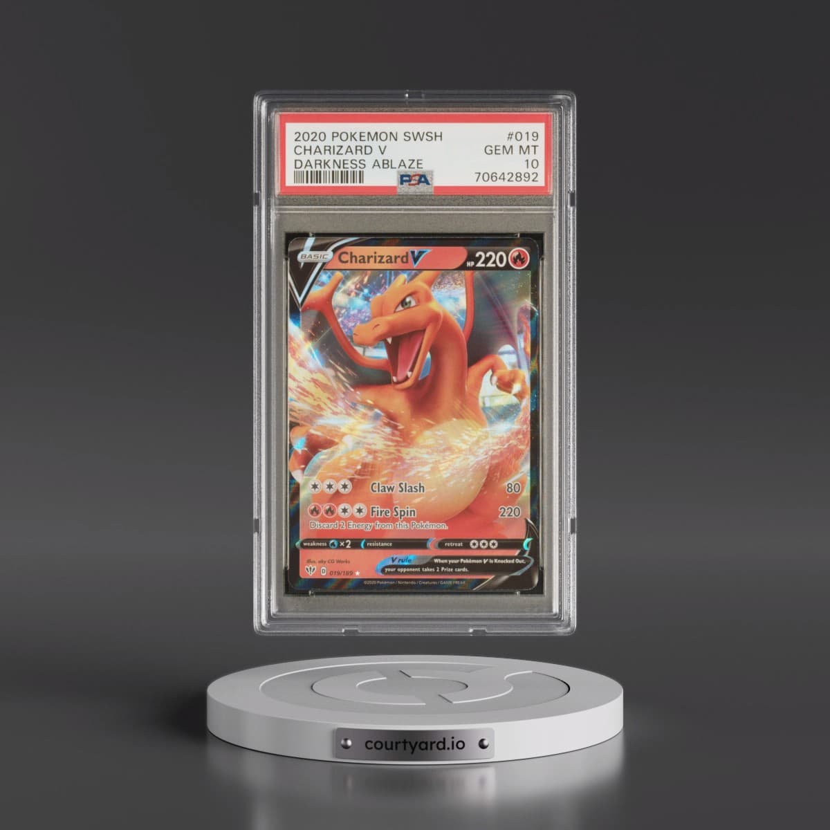 2020 Pokémon Sword & Shield Darkness Ablaze #019 Charizard V - Holo (PSA 10 GEM MINT)