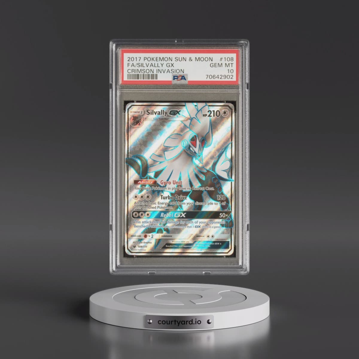 2017 Pokémon Sun & Moon Crimson Invasion #108 Silvally GX - Holo Full Art (PSA 10 GEM MINT)