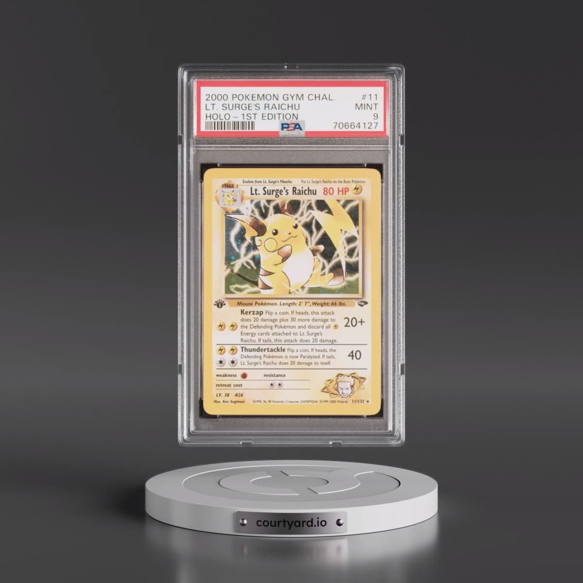 2000 Pokémon Gym Challenge #11 LT. Surge's Raichu - 1st Edition Holo (PSA 9 MINT)