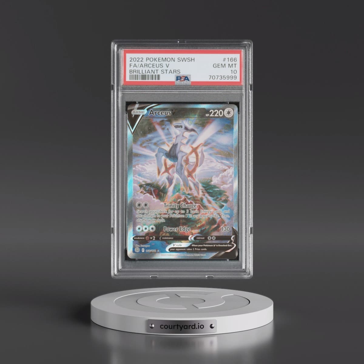 2022 Pokémon Sword & Shield Brilliant Stars #166 Arceus V - Holo Full Art (PSA 10 GEM MINT)