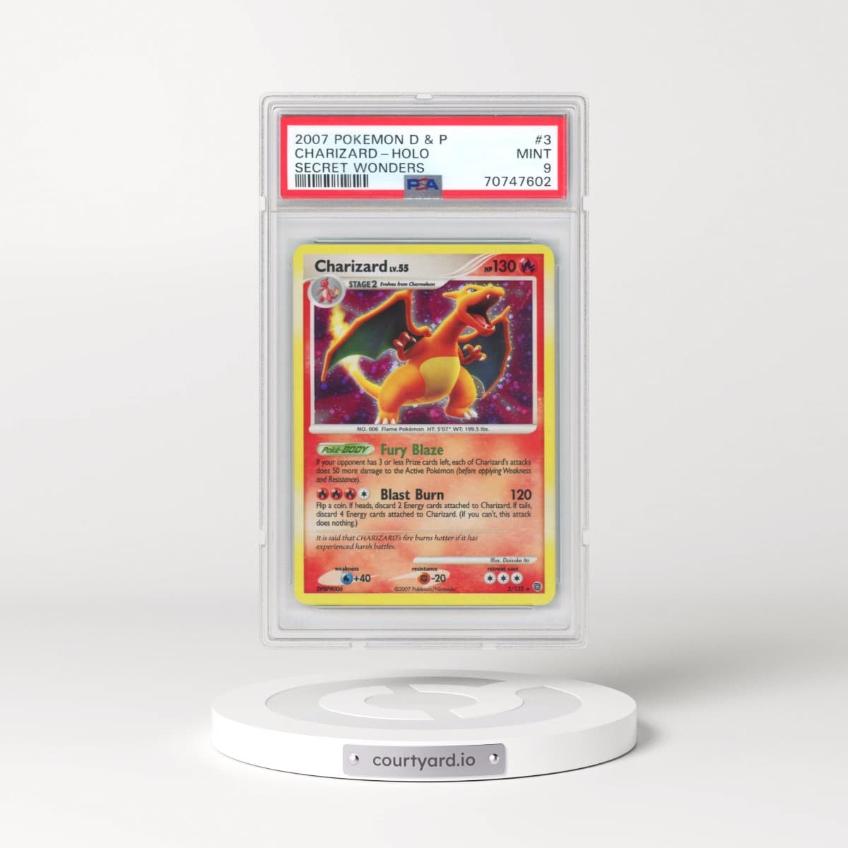 2007 Pokémon Diamond & Pearl Secret Wonders #3 Charizard - Holo (PSA 9 MINT)