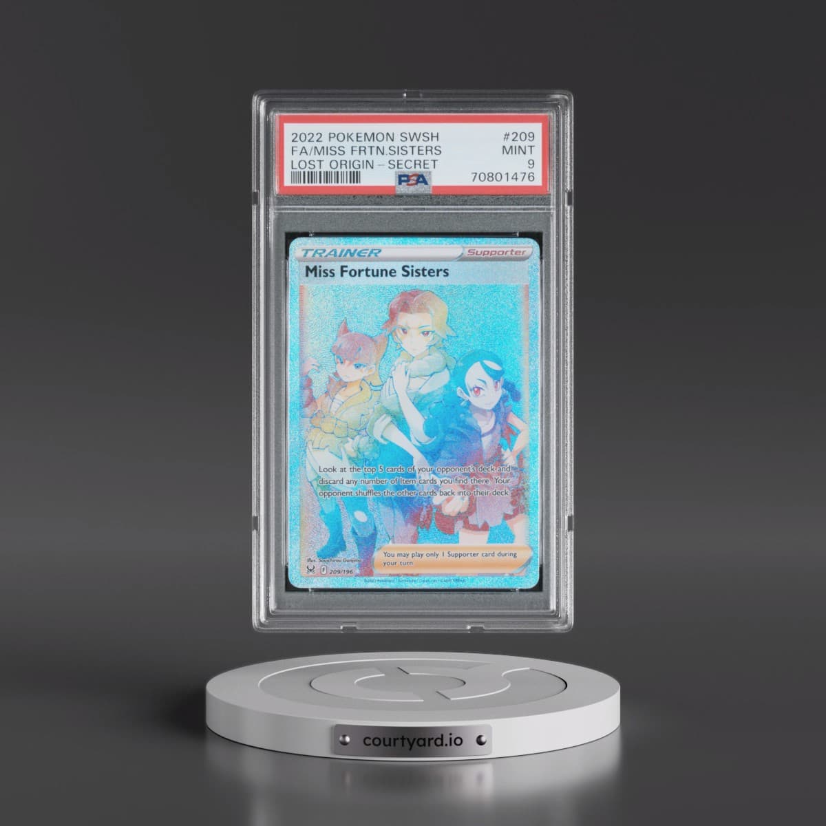 2022 Pokémon Sword & Shield Lost Origin #209 Miss Fortune Sisters - Full Art Secret (PSA 9 MINT)