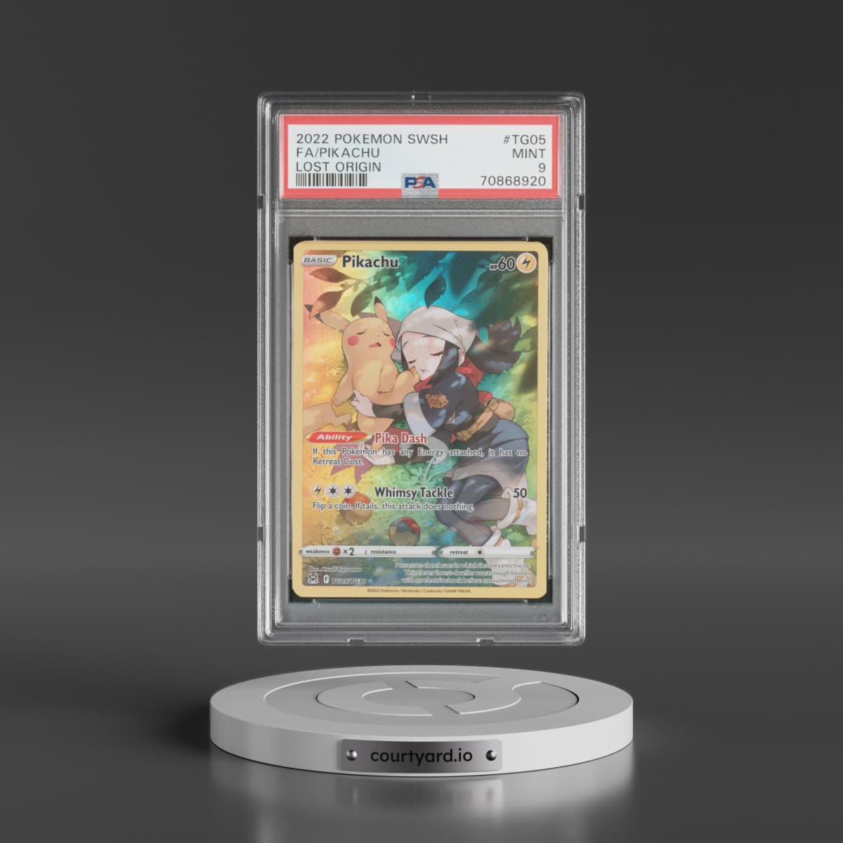 2022 Pokémon Sword & Shield Lost Origin #TG05 Pikachu - Full Art (PSA 9 MINT)