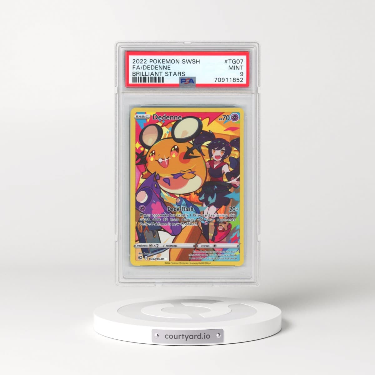 2022 Pokémon Sword & Shield Brilliant Stars #TG07 Dedenne - Full Art (PSA 9 MINT)