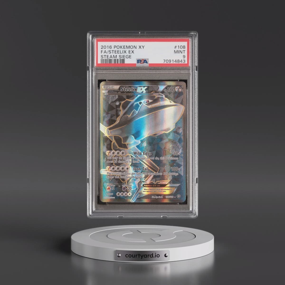 2016 Pokémon XY Steam Siege #108 Steelix EX - Holo Full Art (PSA 9 MINT)