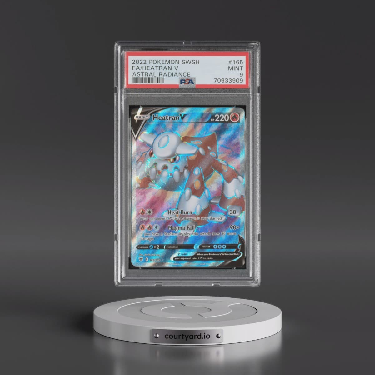 2022 Pokémon Sword & Shield Astral Radiance #165 Heatran V - Holo Full Art (PSA 9 MINT)