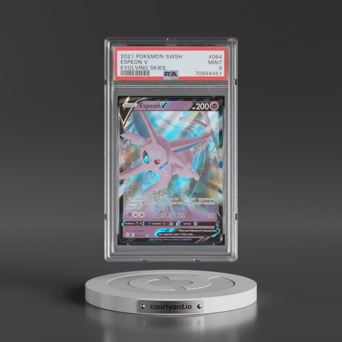 2021 Pokémon Sword & Shield Evolving Skies #064 Espeon V - Holo (PSA 9 MINT)