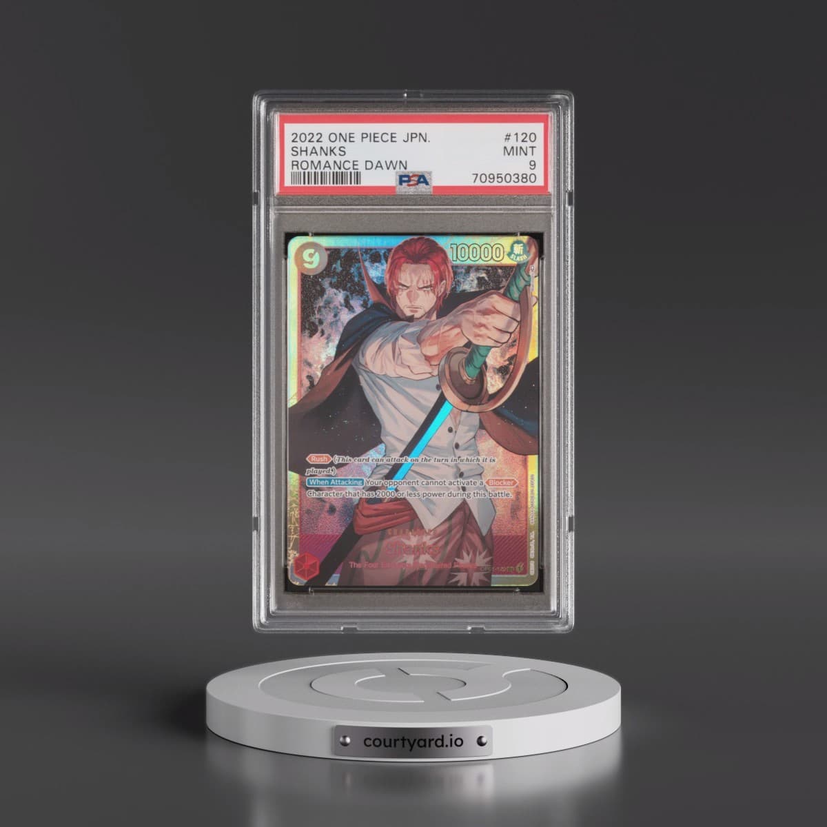 2022 One Piece Japanese OP01-Romance Dawn #120 Shanks (PSA 9 MINT)