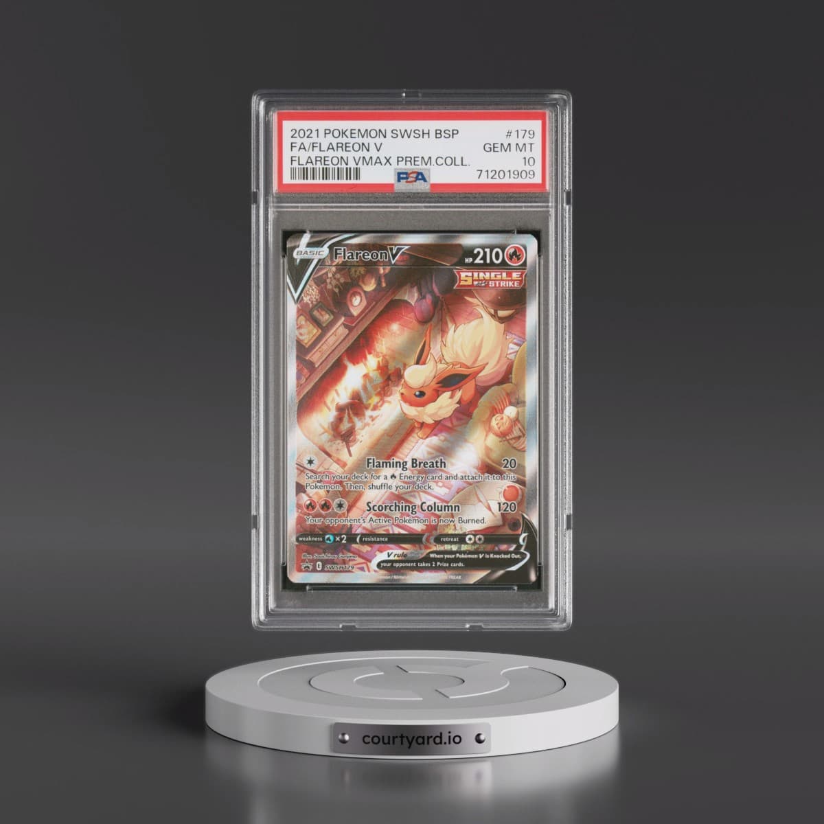 2021 Pokémon Swsh Black Star Promo #179 Flareon V - Holo Full Art Flareon Vmax Premium Collection (PSA 10 GEM MINT)