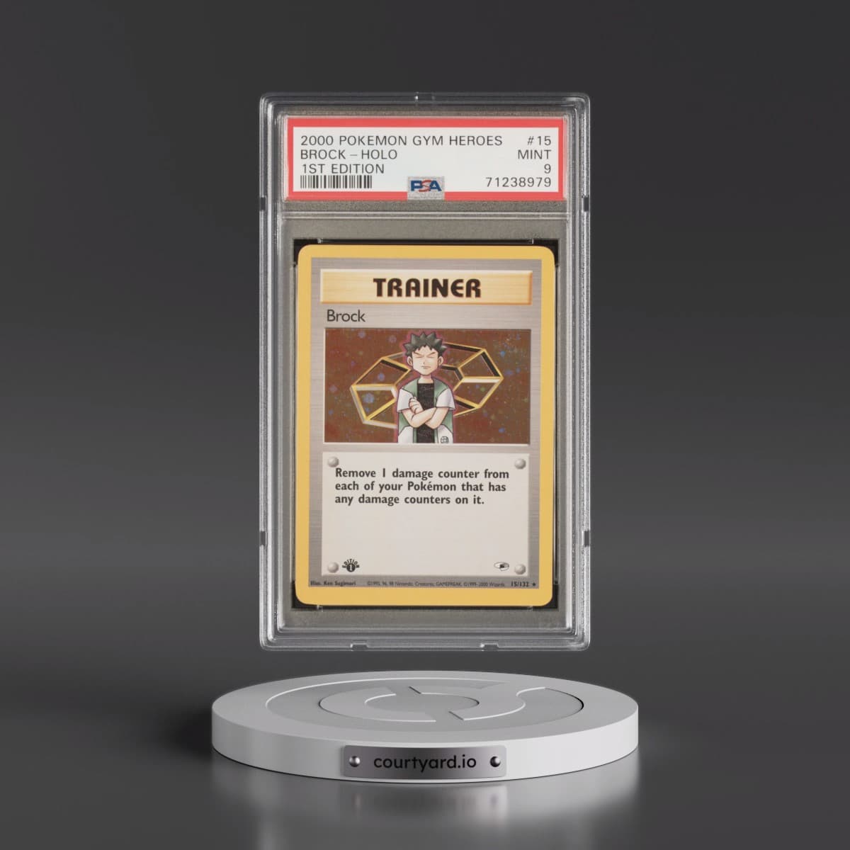 2000 Pokémon Gym Heroes #15 Brock - 1st Edition Holo (PSA 9 MINT)