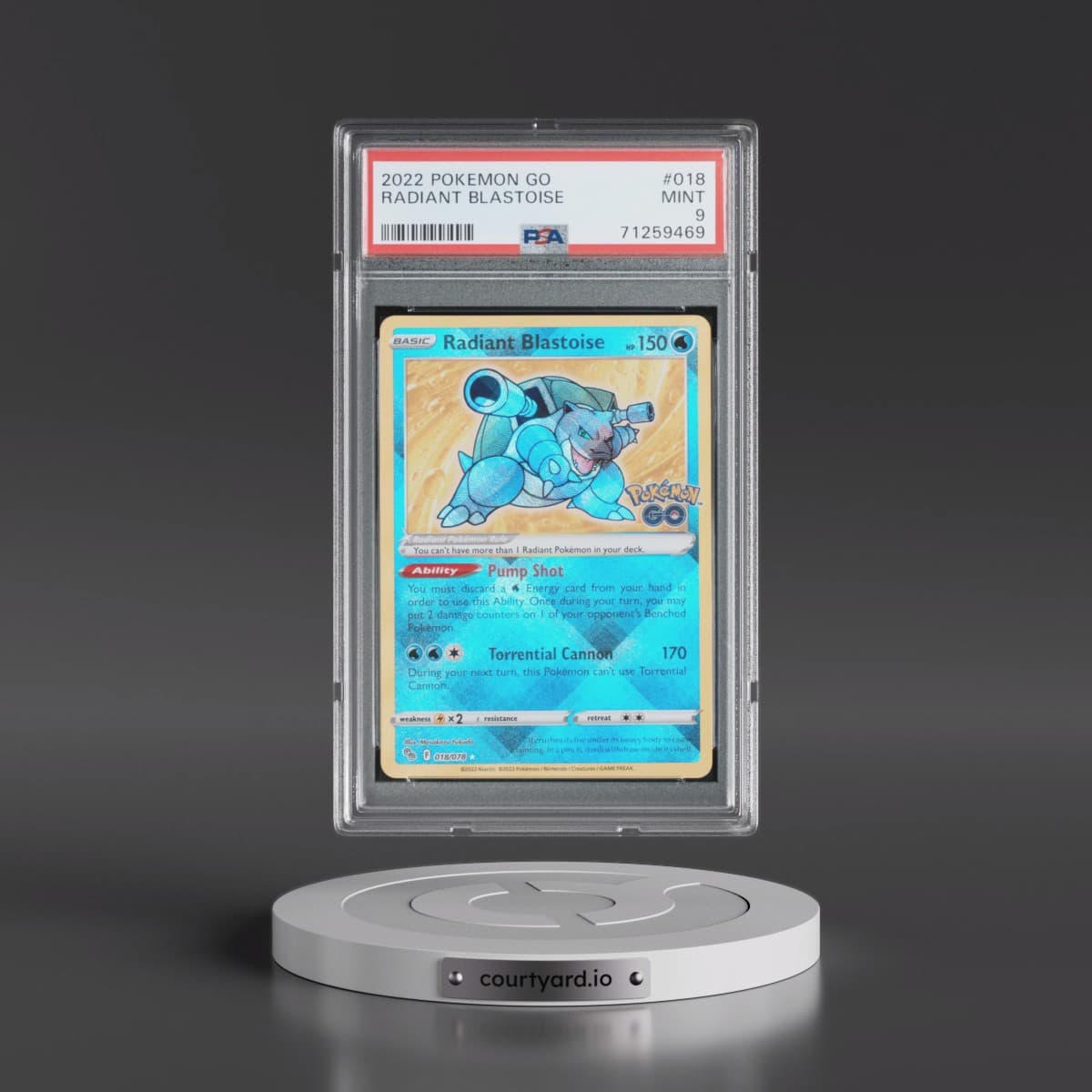 2022 Pokémon Go #018 Radiant Blastoise - Holo (PSA 9 MINT)