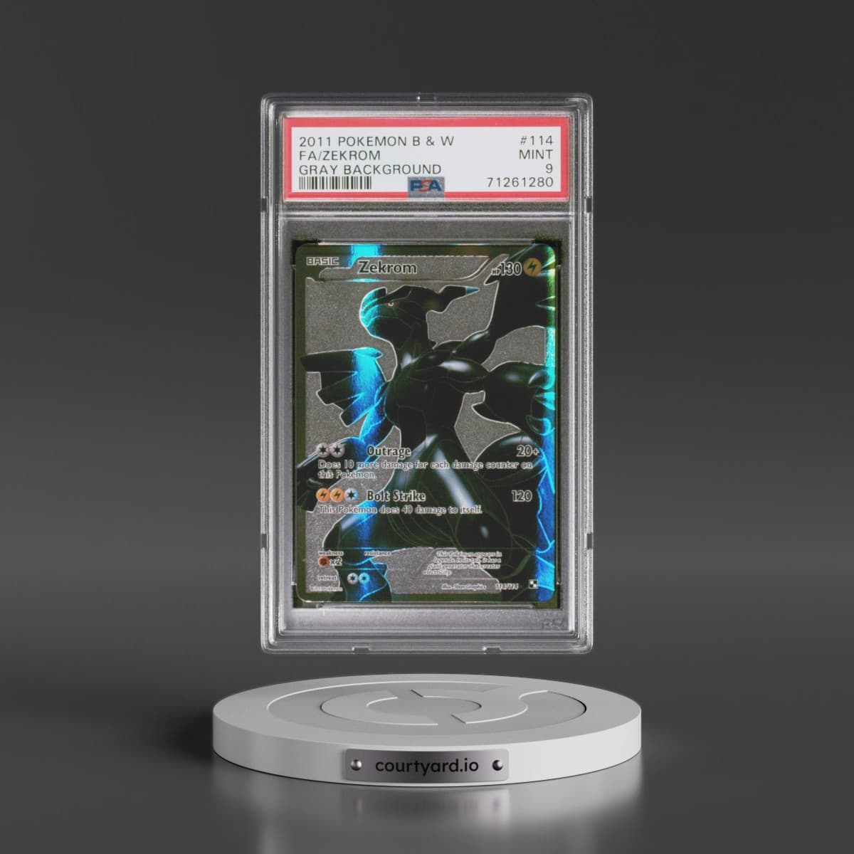 2011 Pokémon Black & White #114 Zekrom - Full Art Gray Background (PSA 9 MINT)