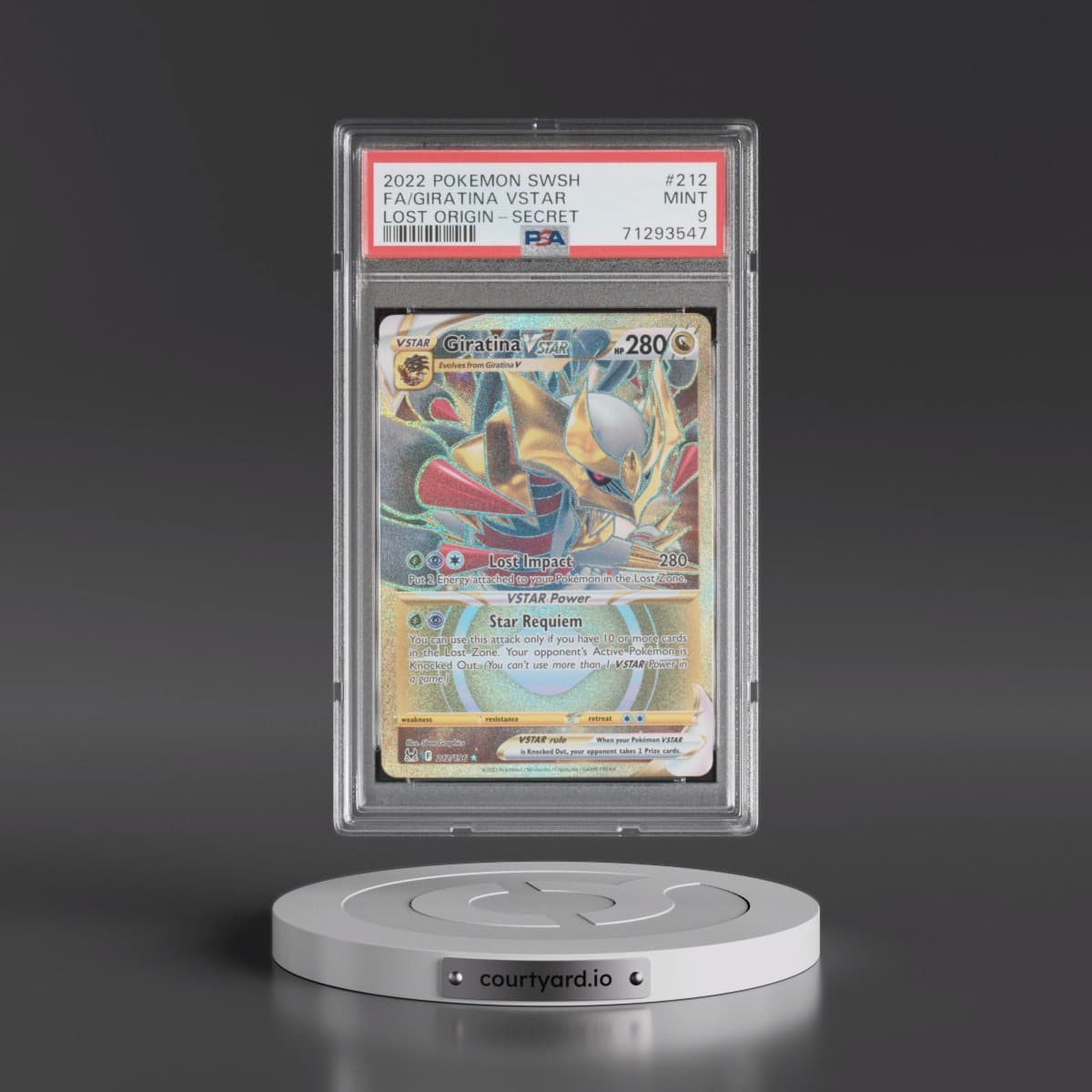 2022 Pokémon Sword & Shield Lost Origin #212 Giratina Vstar - Full Art Secret (PSA 9 MINT)