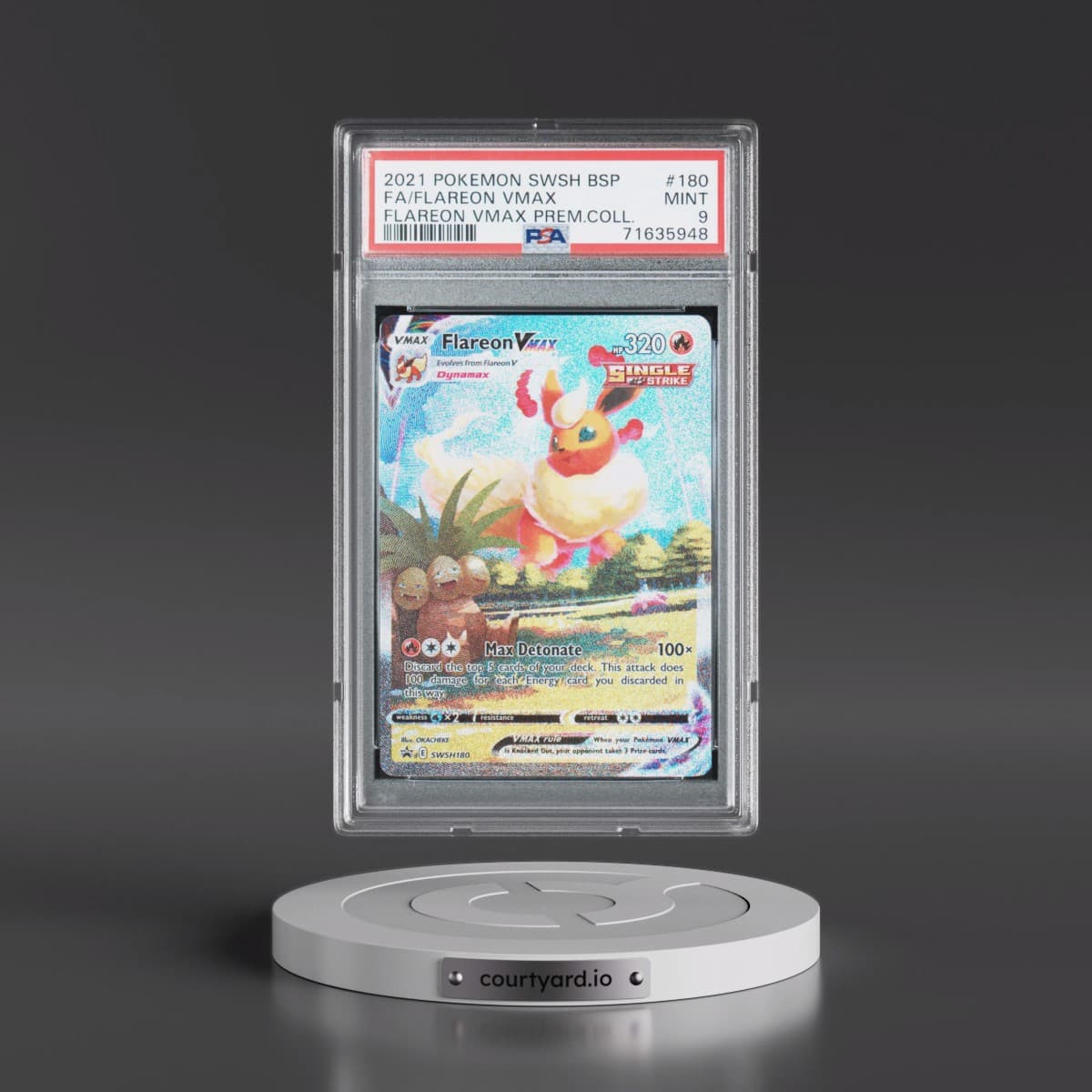 2021 Pokémon Swsh Black Star Promo #180 Flareon Vmax - Full Art Flareon Vmax Premium Collection (PSA 9 MINT)