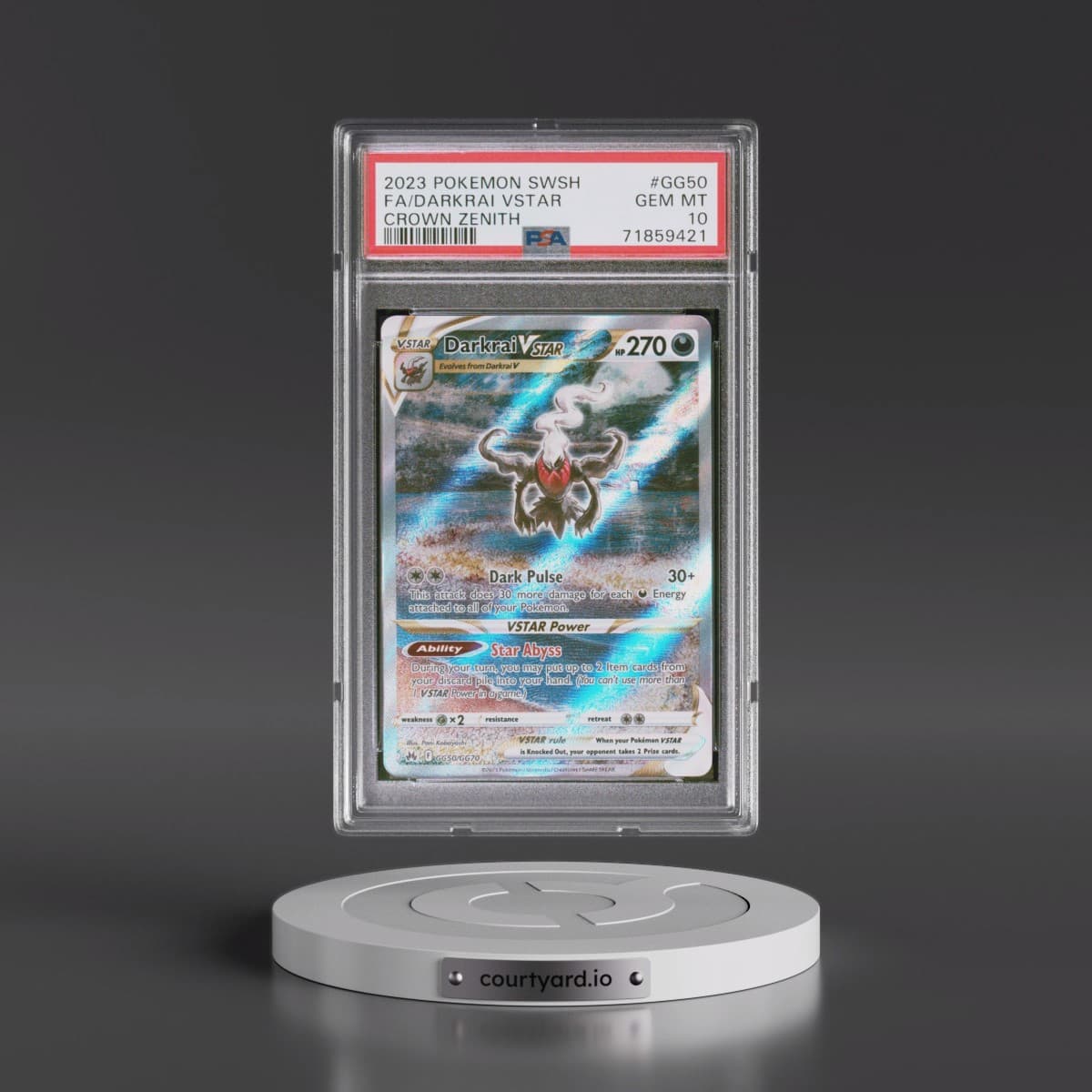 2023 Pokémon Sword and Shield Crown Zenith #GG50 Darkrai Vstar - Full Art (PSA 10 GEM MINT)