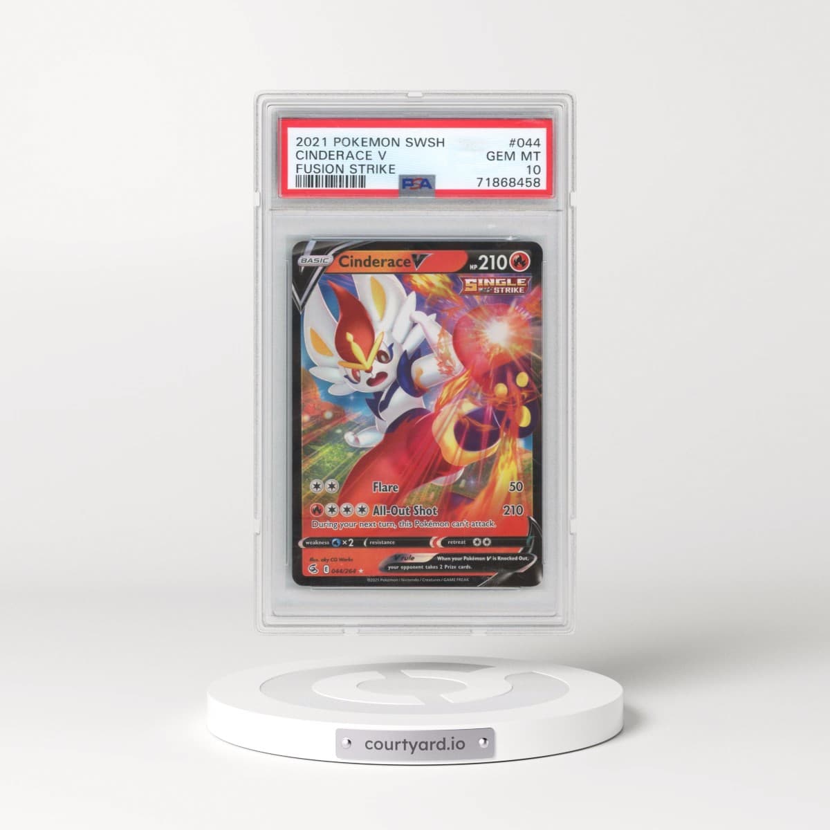 2021 Pokémon Sword & Shield Fusion Strike #044 Cinderace V - Holo (PSA 10 GEM MINT)