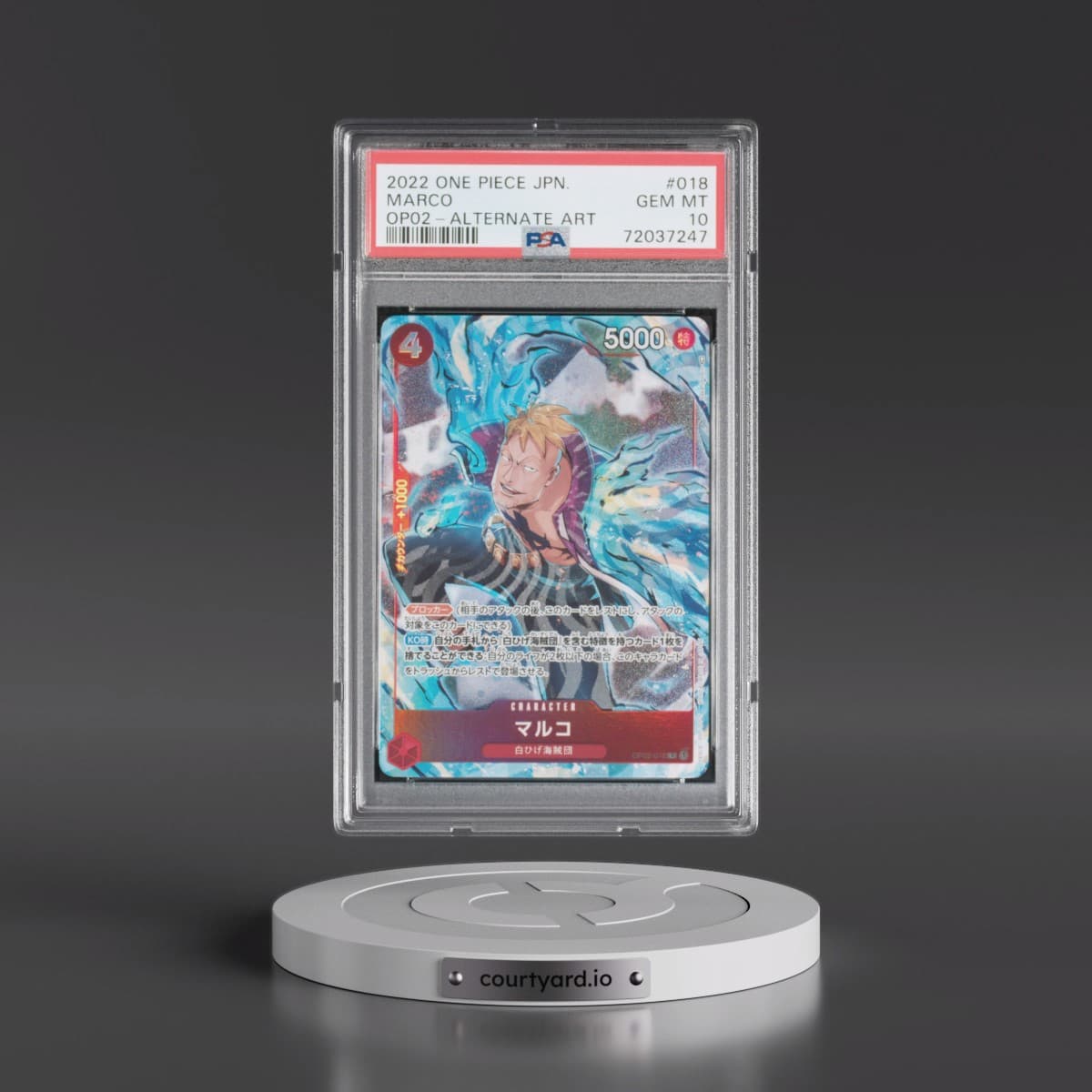 2022 One Piece Japanese OP02-Paramount War #018 Marco - Alternate Art (PSA 10 GEM MINT)