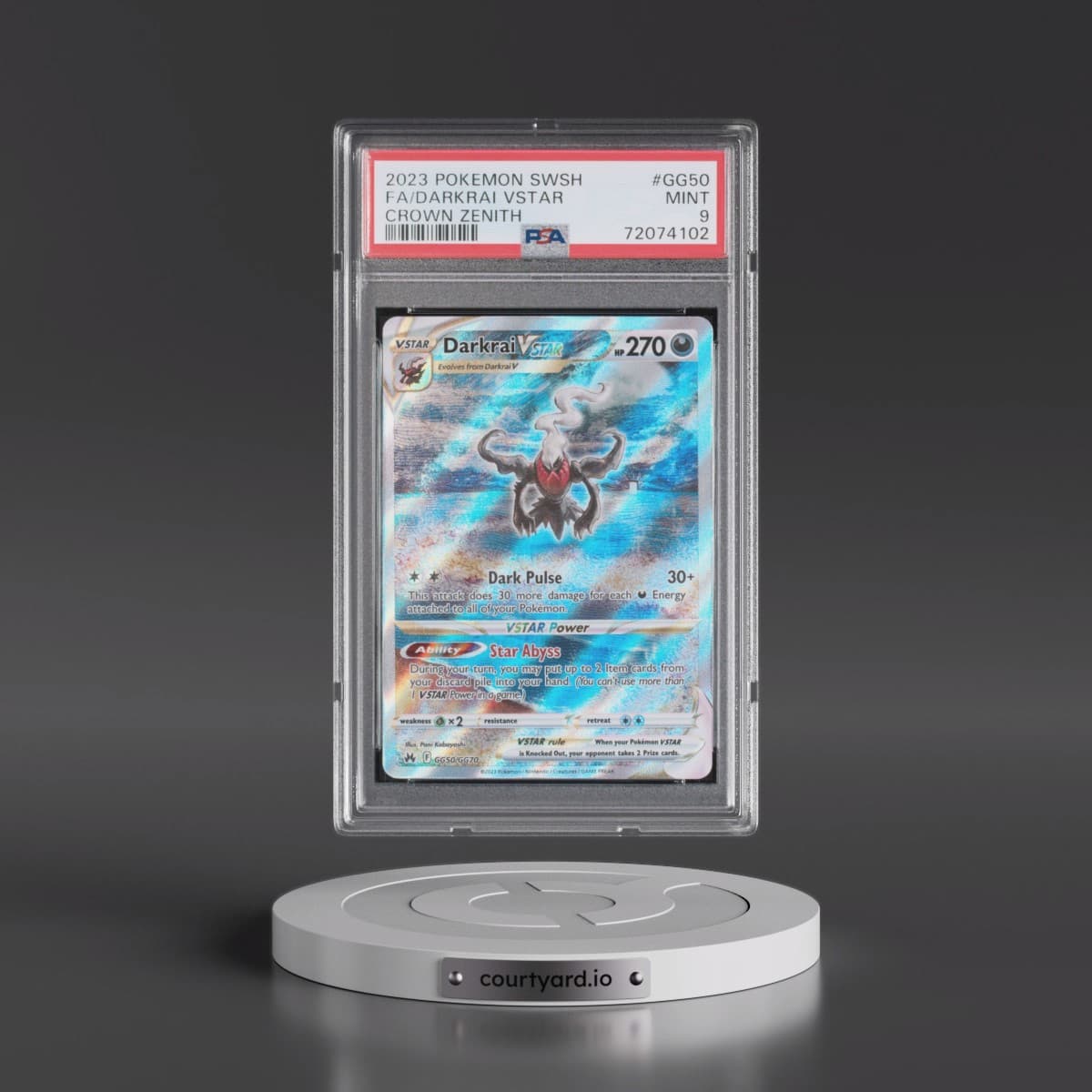 2023 Pokémon Sword and Shield Crown Zenith #GG50 Darkrai Vstar - Full Art (PSA 9 MINT)