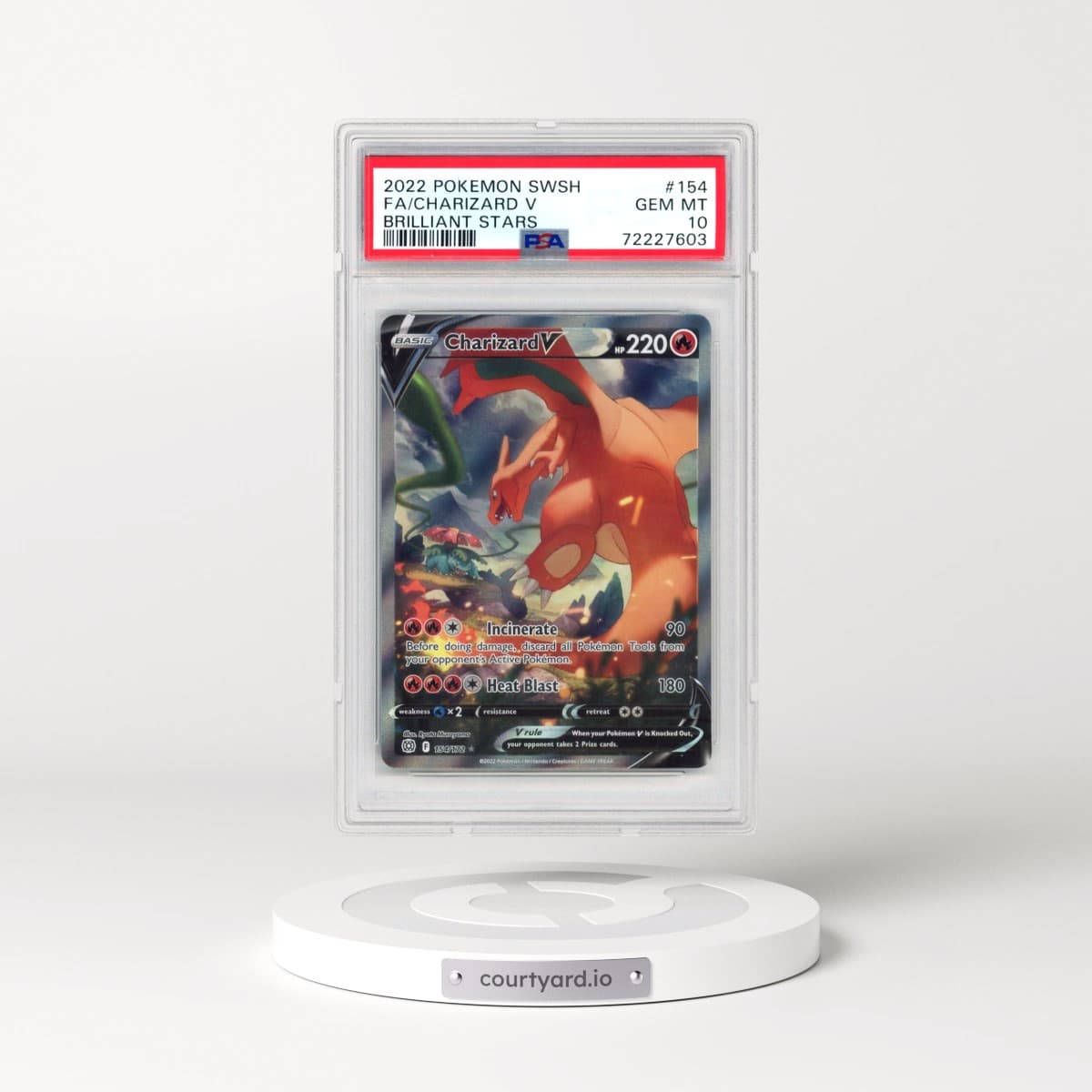 2022 Pokémon Sword & Shield Brilliant Stars #154 Charizard V - Holo Full Art (PSA 10 GEM MINT)