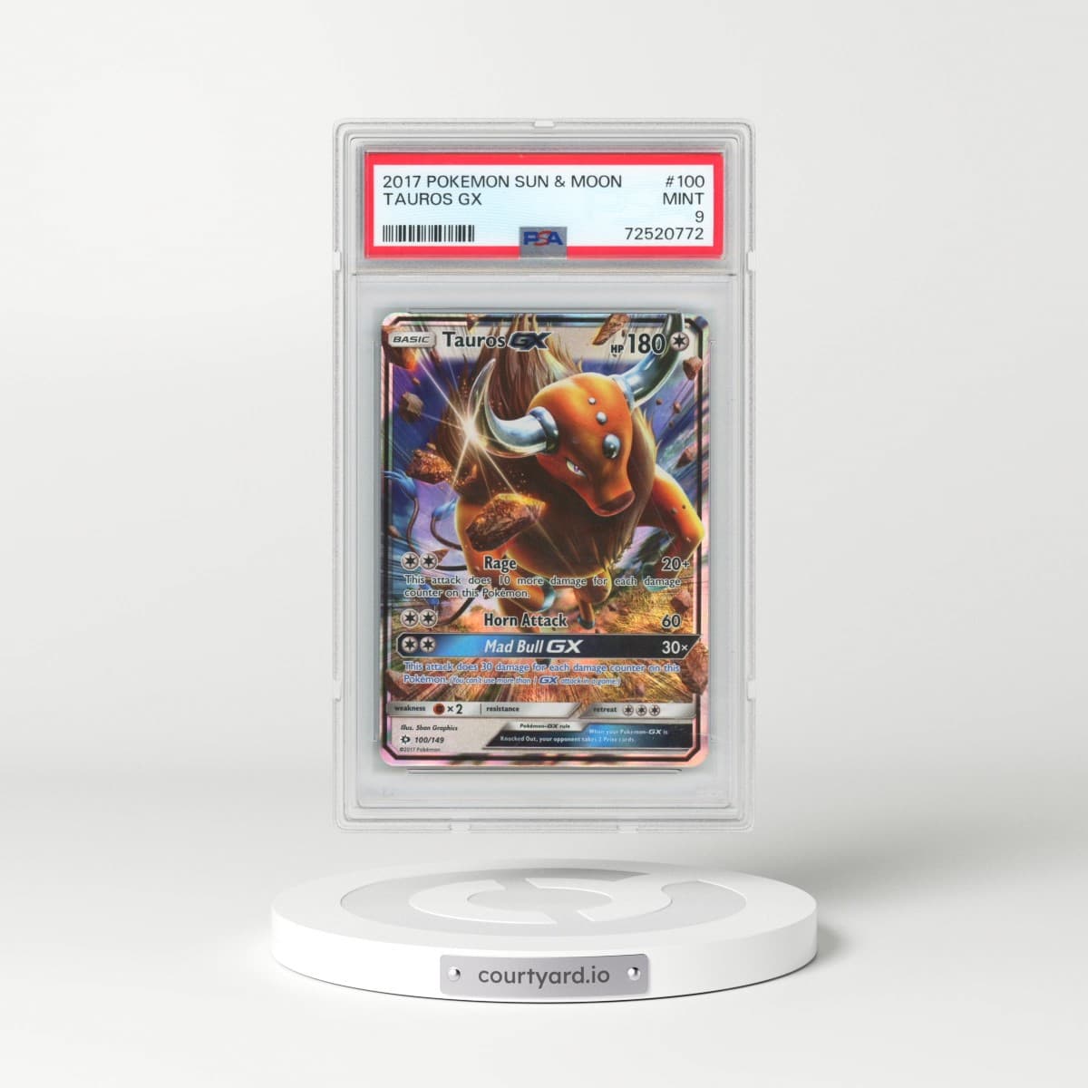 2017 Pokémon Sun & Moon #100 Tauros GX - Holo (PSA 9 MINT)