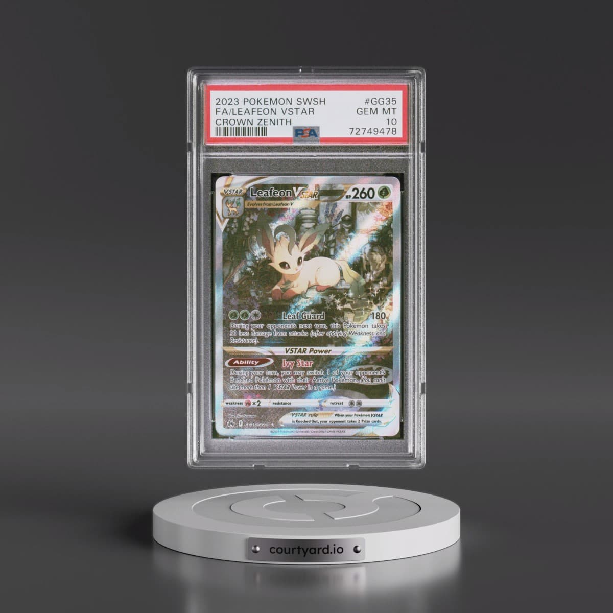 2023 Pokémon Sword and Shield Crown Zenith #GG35 Leafeon Vstar - Full Art (PSA 10 GEM MINT)