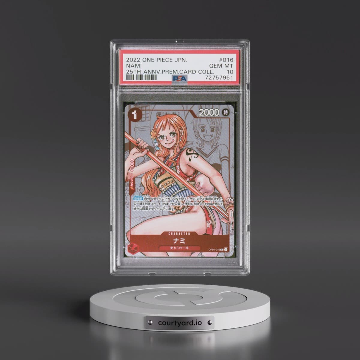 2022 One Piece Japanese 25th Anniversary Premium Card Collection #016 Nami (PSA 10 GEM MINT)