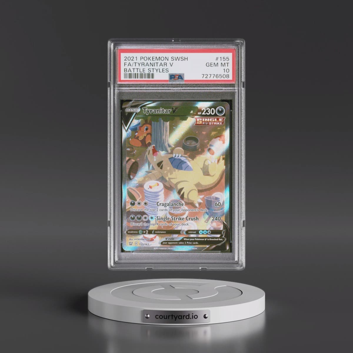 2021 Pokémon Sword & Shield Battle Styles #155 Tyranitar V - Holo Full Art (PSA 10 GEM MINT)
