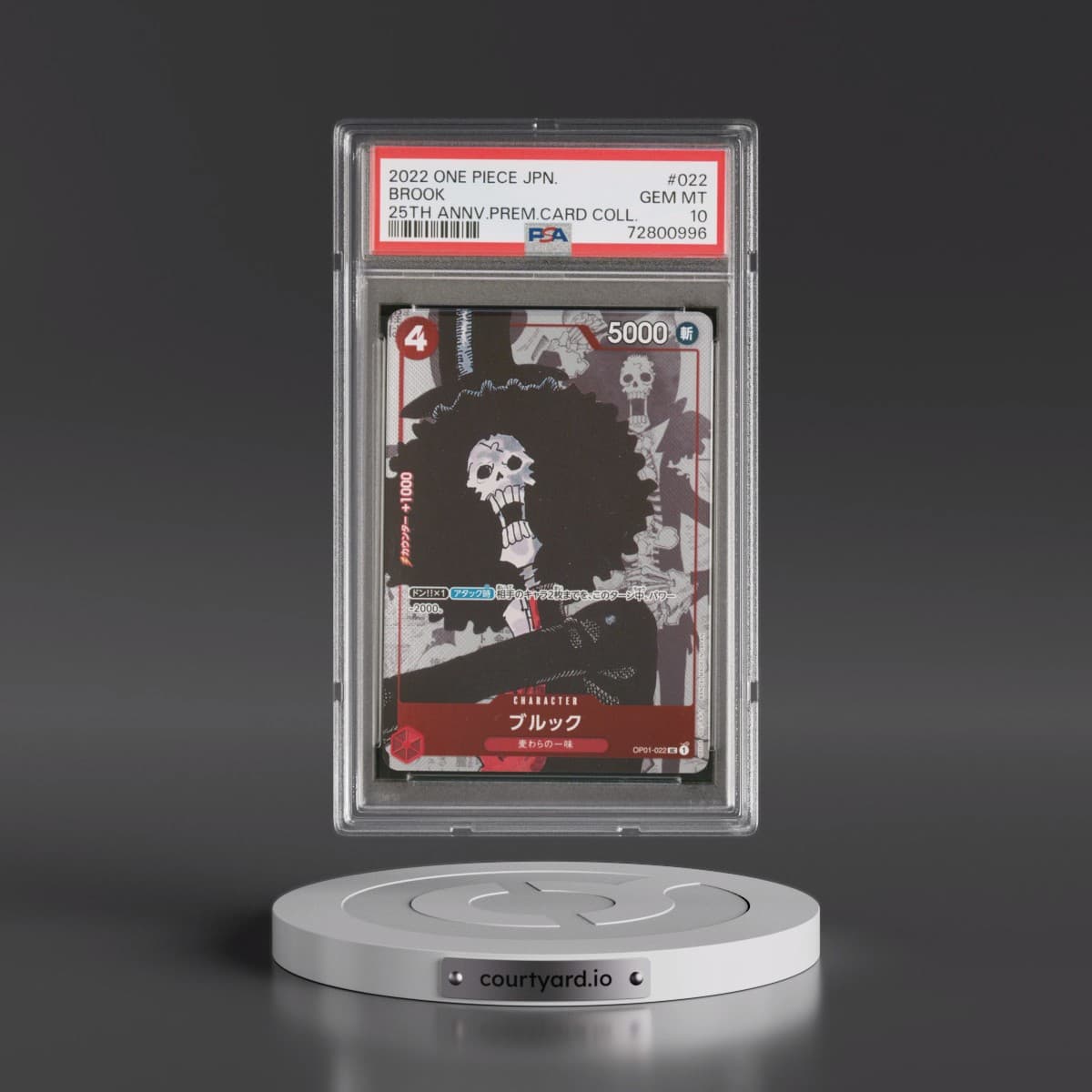 2022 One Piece Japanese 25th Anniversary Premium Card Collection #022 Brook (PSA 10 GEM MINT)