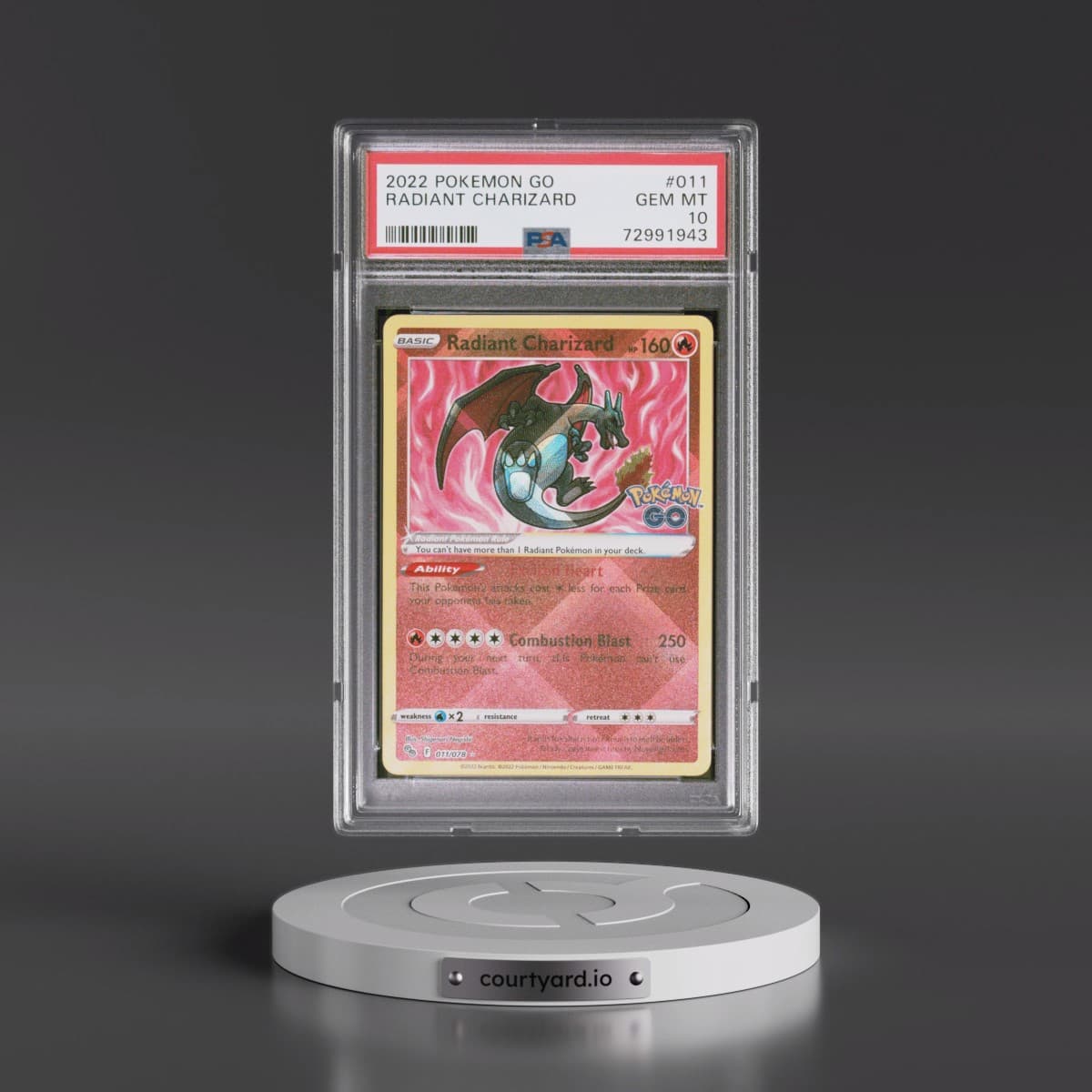 2022 Pokémon Go #011 Radiant Charizard - Holo (PSA 10 GEM MINT)