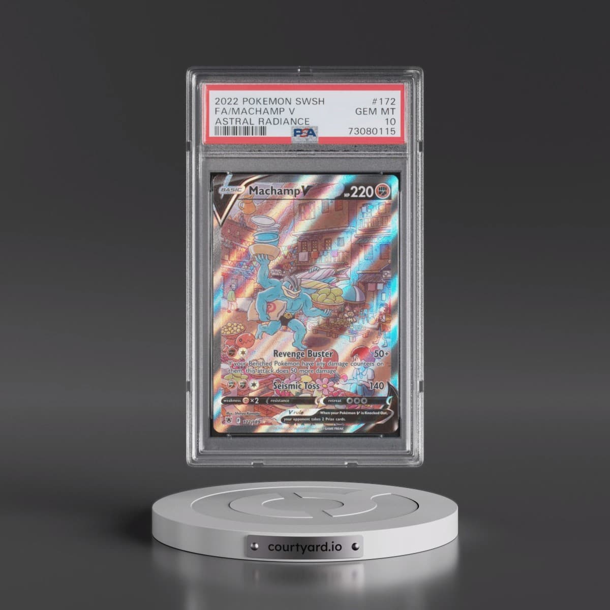 2022 Pokémon Sword & Shield Astral Radiance #172 Machamp V - Holo Full Art (PSA 10 GEM MINT)