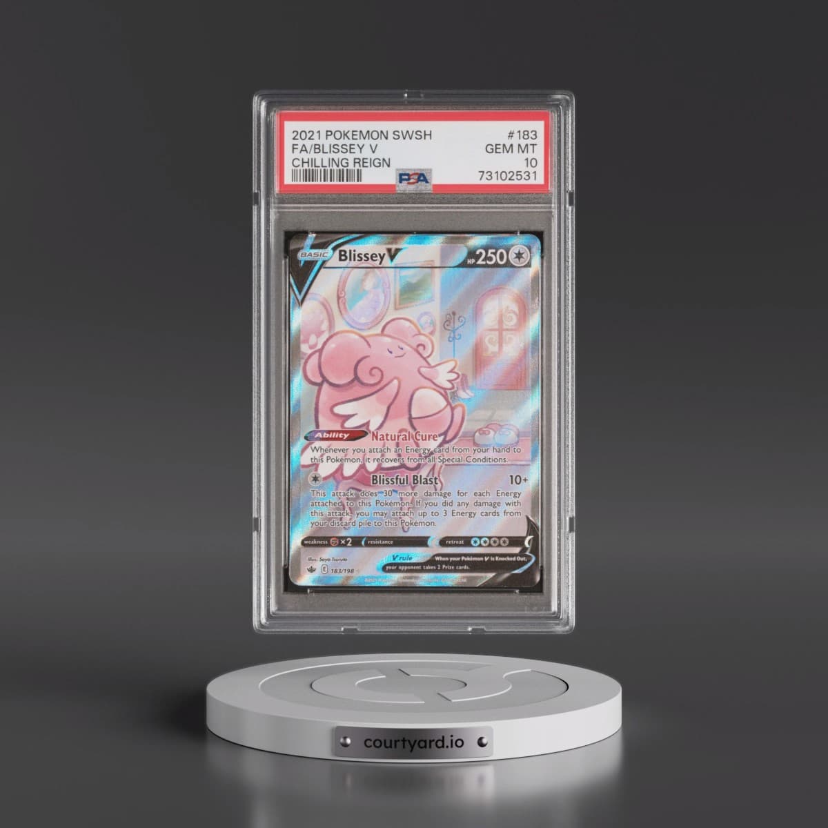 2021 Pokémon Sword & Shield Chilling Reign #183 Blissey V - Holo Full Art (PSA 10 GEM MINT)