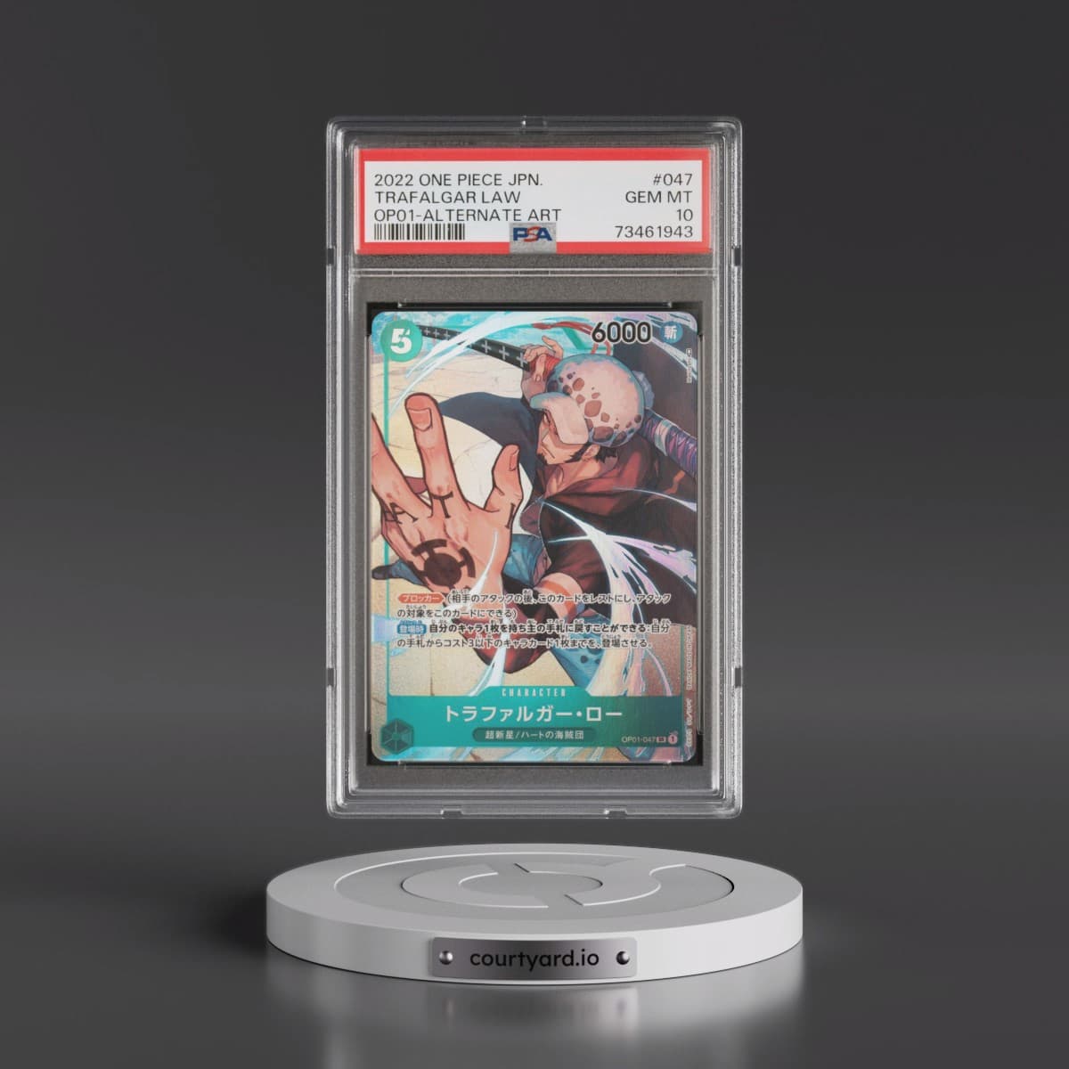 2022 One Piece Japanese OP01-Romance Dawn #047 Trafalgar Law - Alternate Art (PSA 10 GEM MINT)