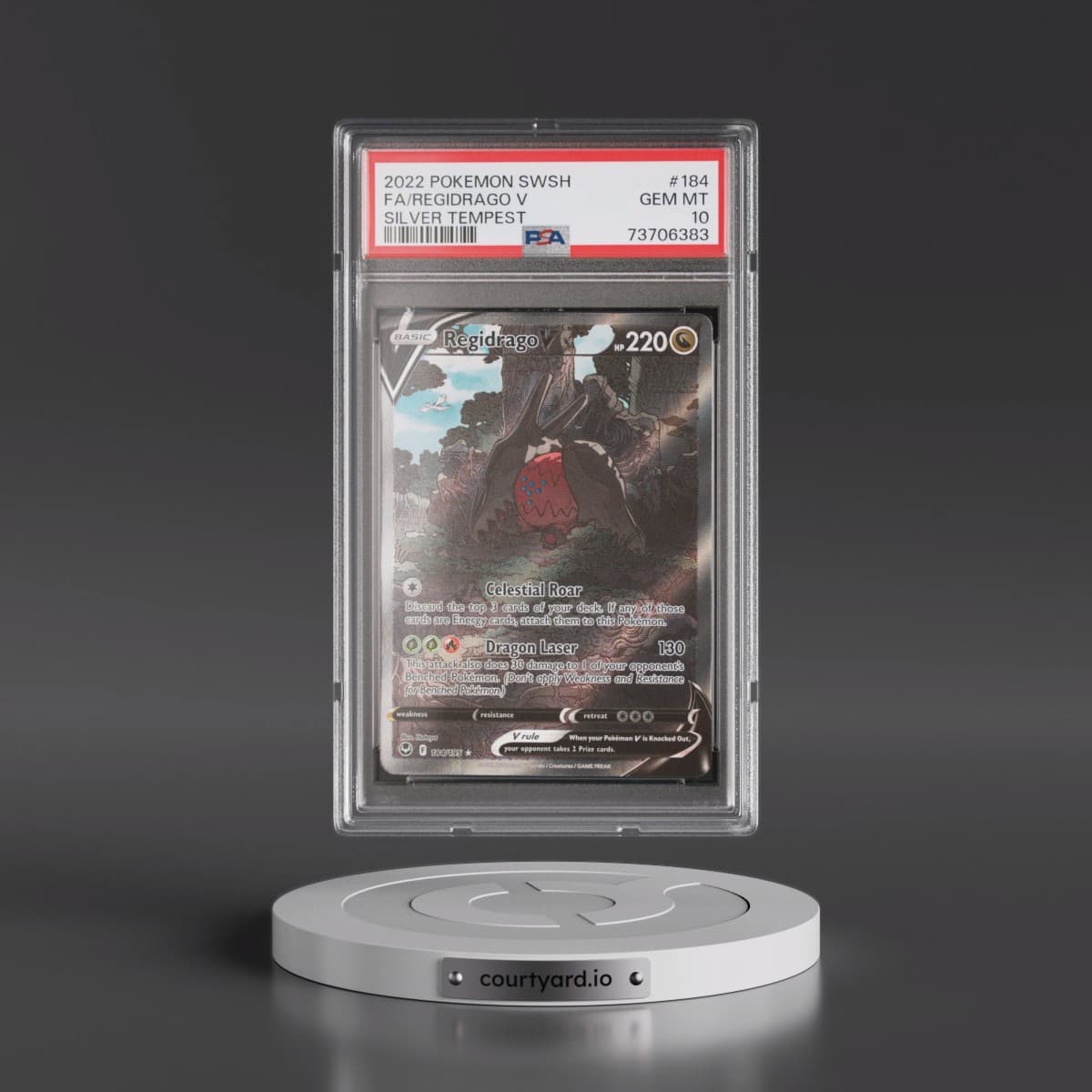 2022 Pokémon Sword & Shield Silver Tempest #184 Regidrago V - Holo Full Art (PSA 10 GEM MINT)