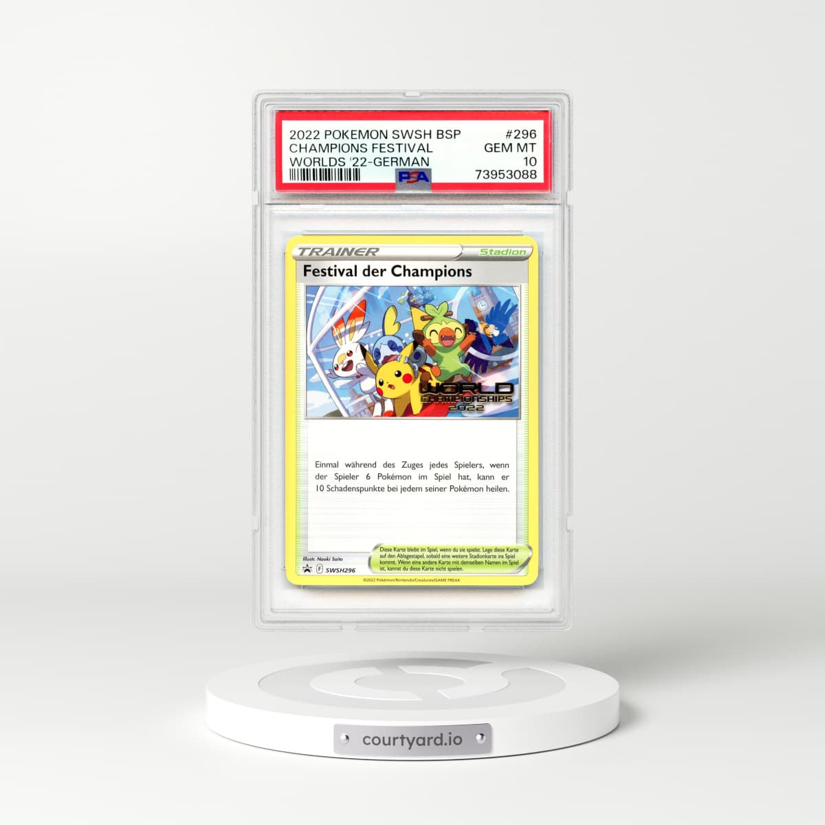 2022 German Sword & Shield Promos #296 Champions Festival (PSA 10 GEM MINT)