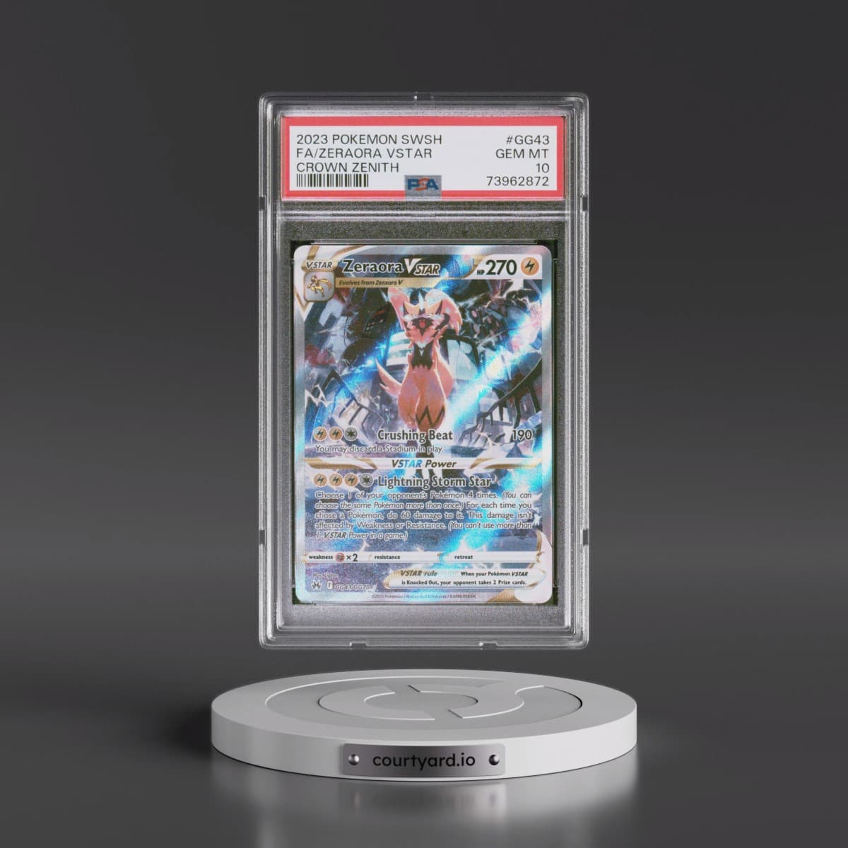 2023 Pokémon Sword and Shield Crown Zenith #GG43 Zeraora Vstar - Full Art (PSA 10 GEM MINT)