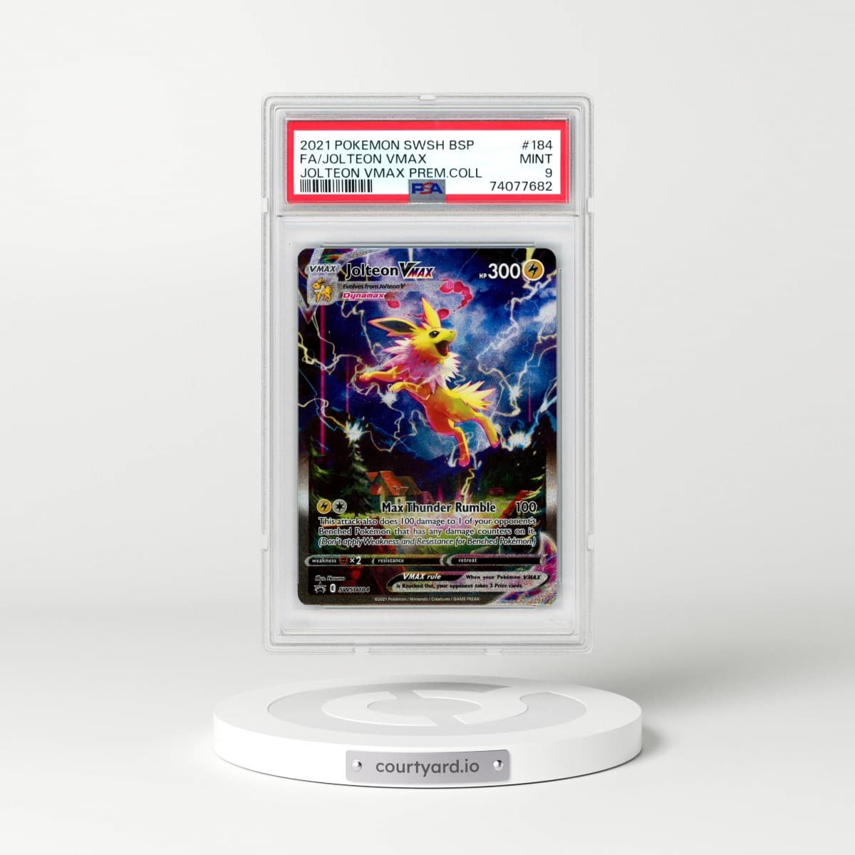 2021 Pokémon Swsh Black Star Promo #184 Jolteon Vmax - Full Art Jolteon Vmax Premium Collection (PSA 9 MINT)