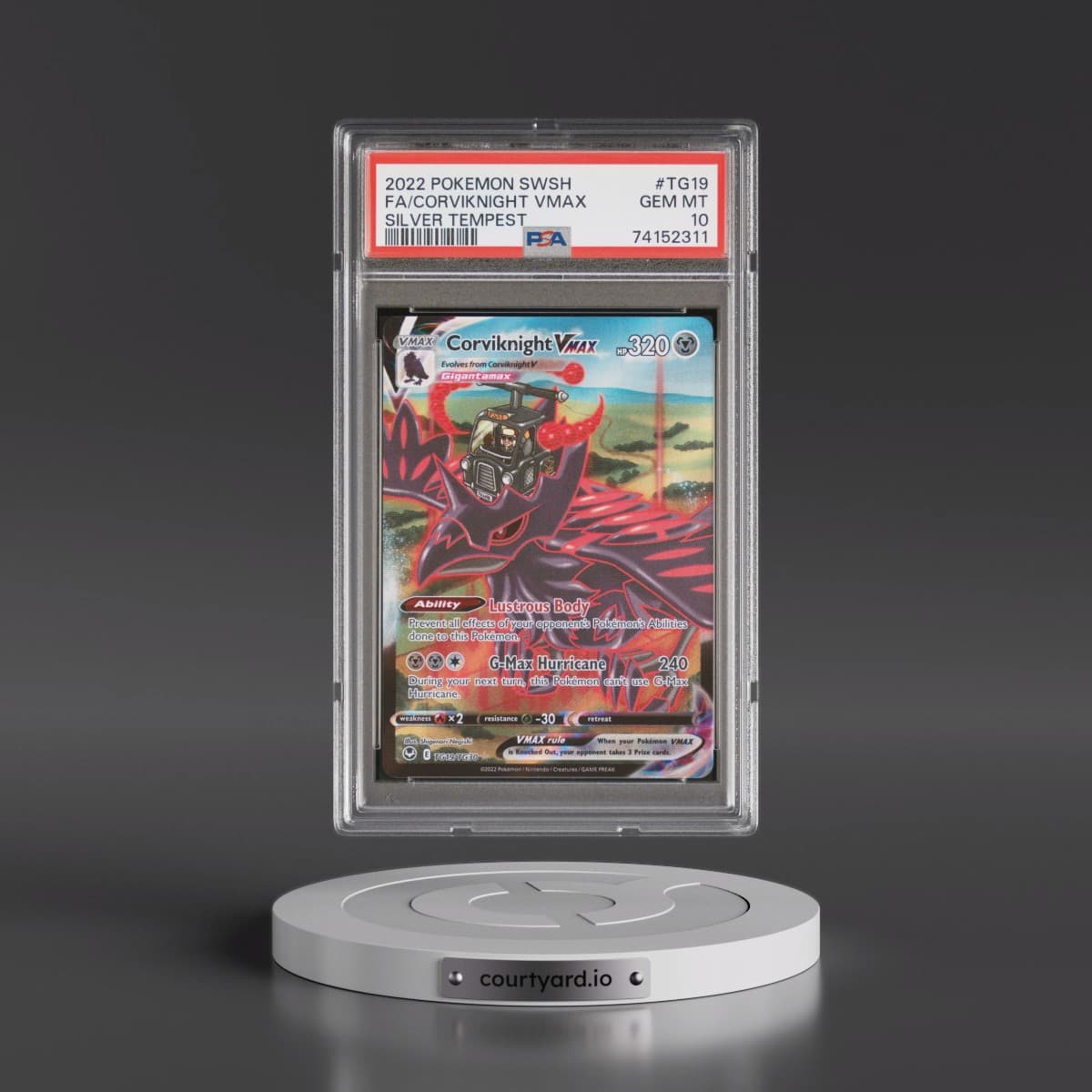 2022 Pokémon Sword & Shield Silver Tempest #TG19 Corviknight Vmax - Full Art (PSA 10 GEM MINT)