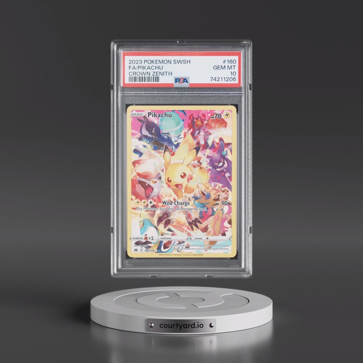 2023 Pokémon Sword and Shield Crown Zenith #160 Pikachu - Full Art (PSA 10 GEM MINT)