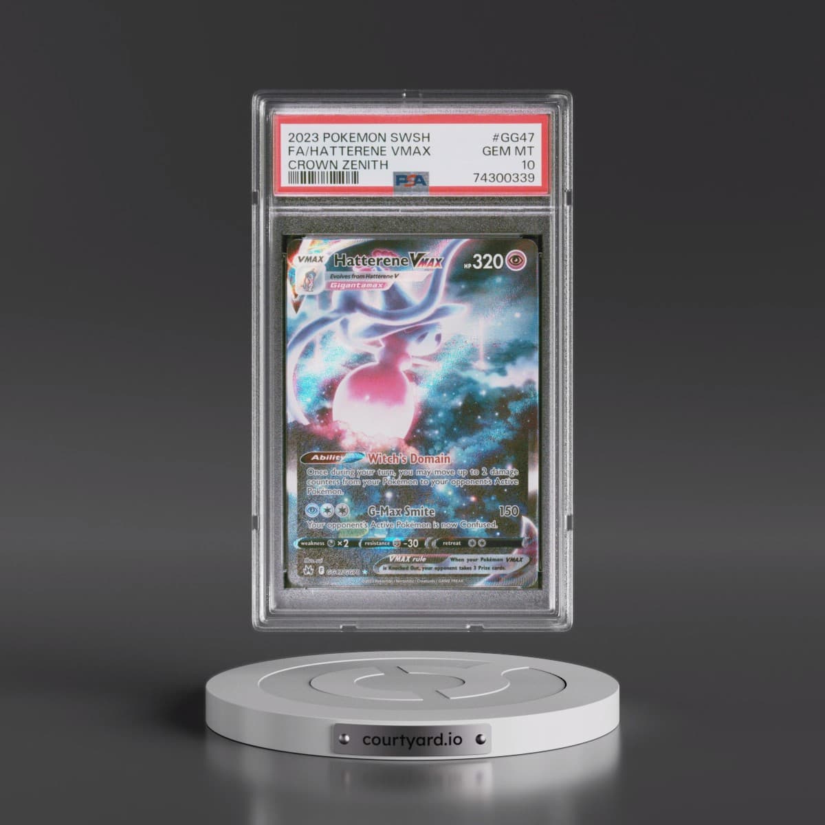 2023 Pokémon Sword and Shield Crown Zenith #GG47 Hatterene Vmax - Full Art (PSA 10 GEM MINT)