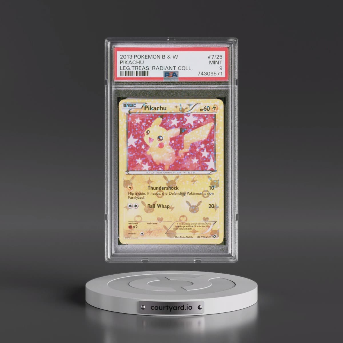 2013 Pokémon Black & White Legendary Treasures Radiant Collection #RC7 Pikachu (PSA 9 MINT)