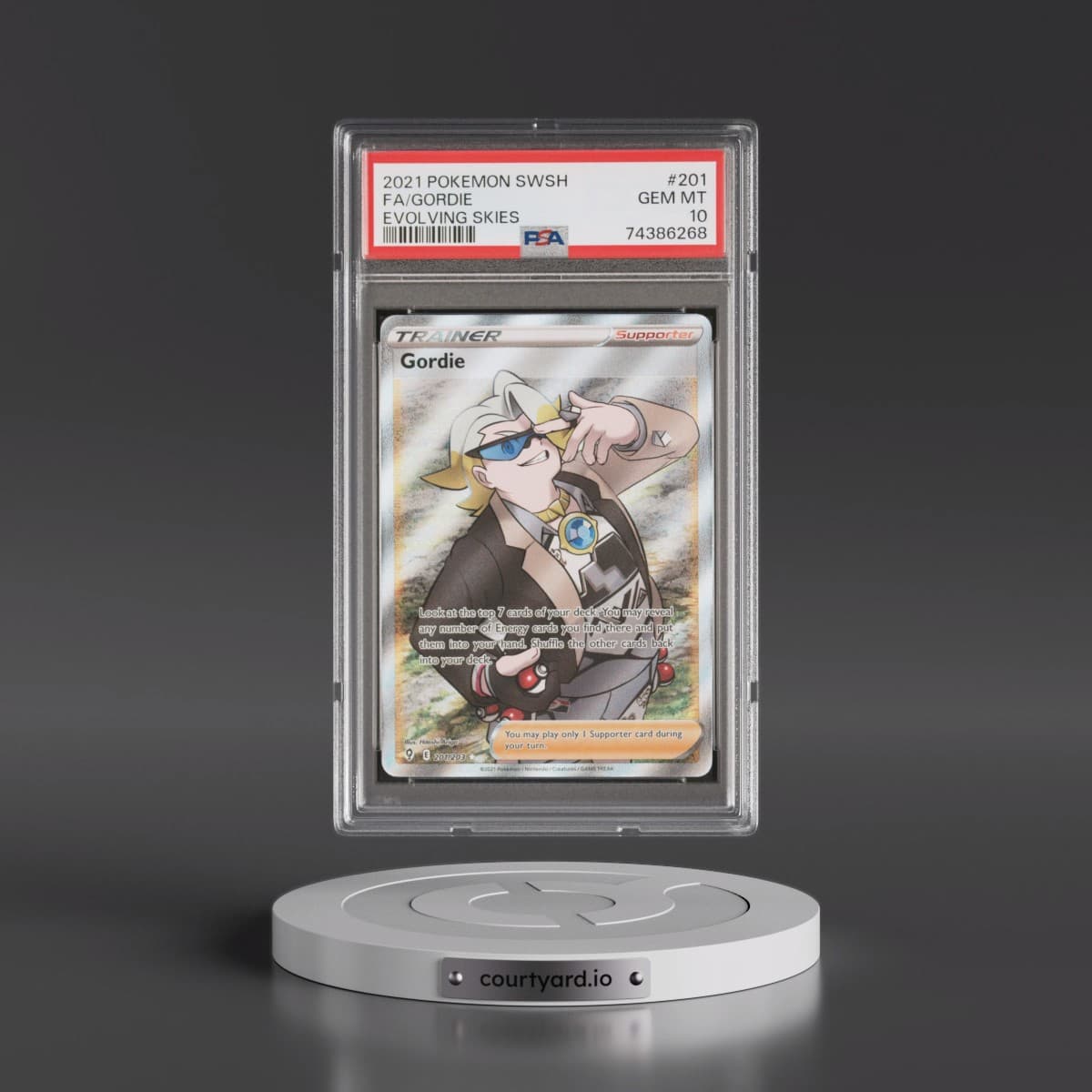 2021 Pokémon Sword & Shield Evolving Skies #201 Gordie - Full Art (PSA 10 GEM MINT)