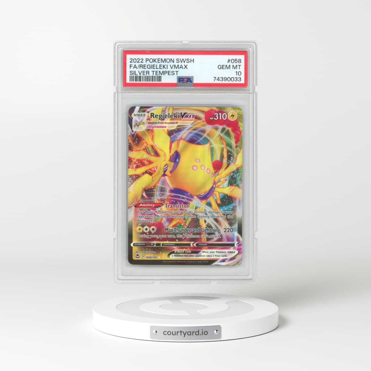 2022 Silver Tempest #058 Regieleki VMAX - Holo (PSA 10 GEM MINT)