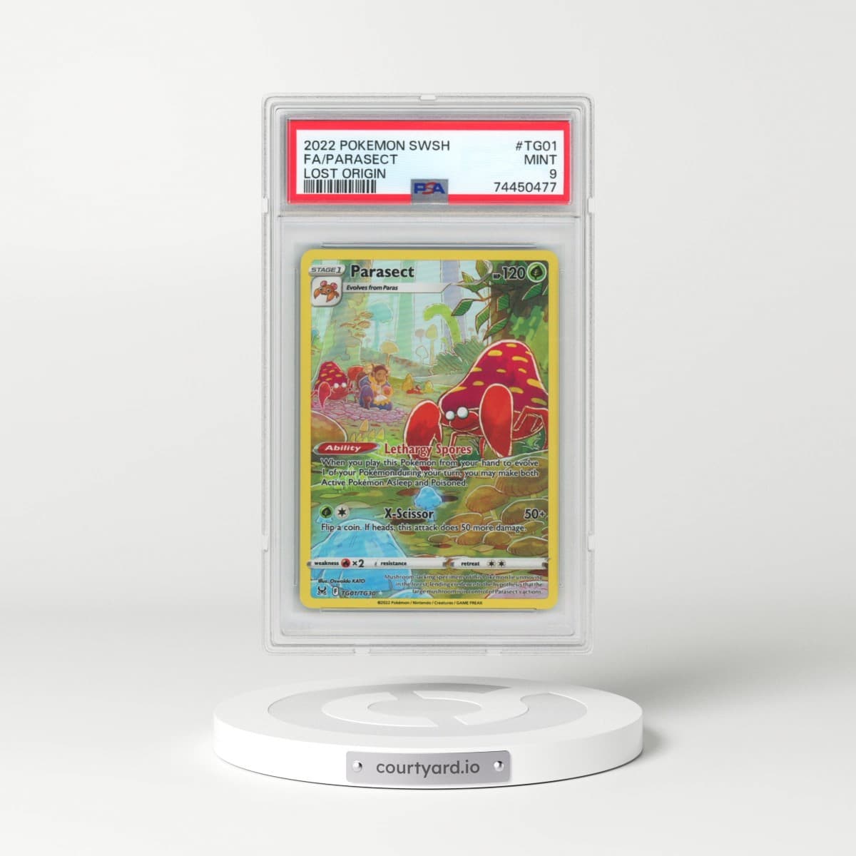2022 Pokémon Sword & Shield Lost Origin #TG01 Parasect - Full Art (PSA 9 MINT)