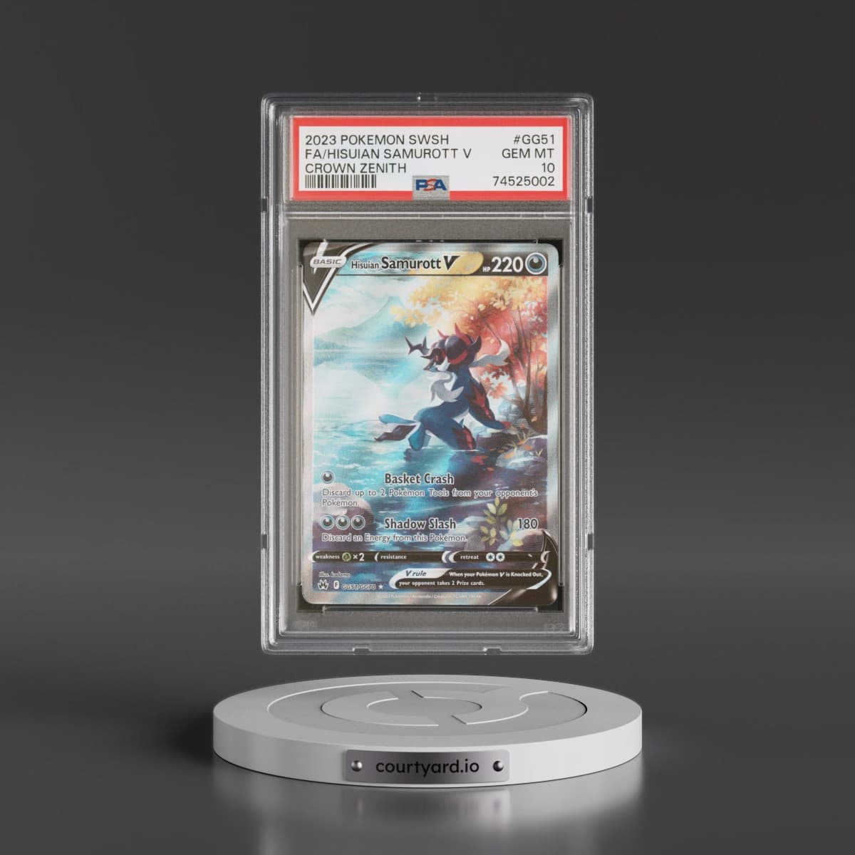 2023 Pokémon Sword and Shield Crown Zenith #GG51 Hisuian Samurott V - Holo Full Art (PSA 10 GEM MINT)