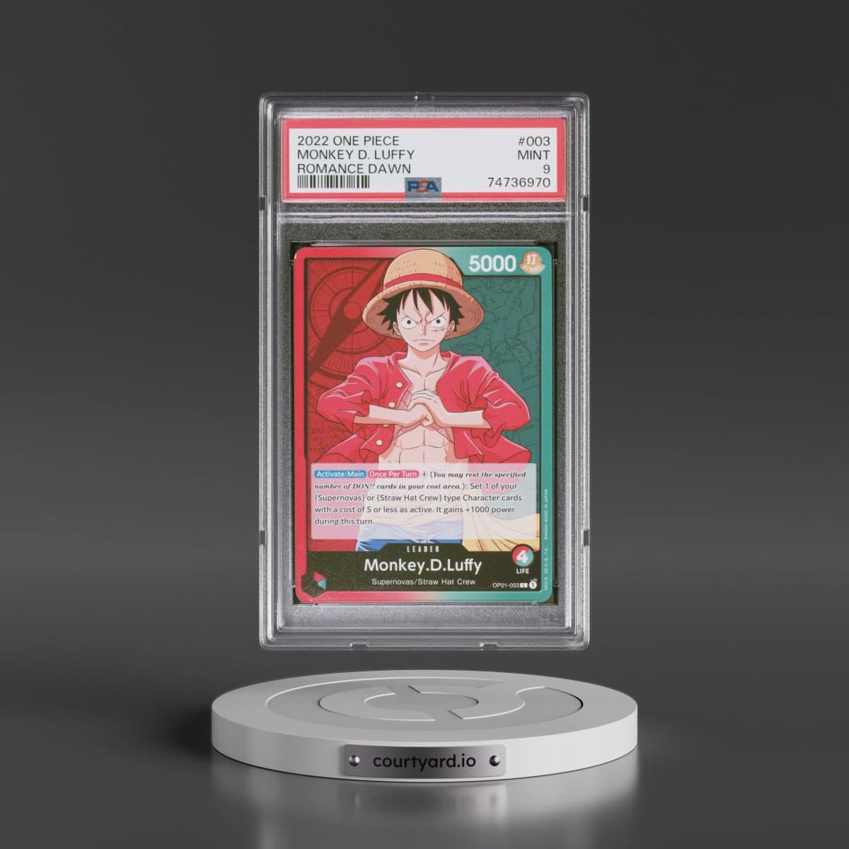 2022 One Piece OP01-Romance Dawn #003 Monkey D. Luffy (PSA 9 MINT)