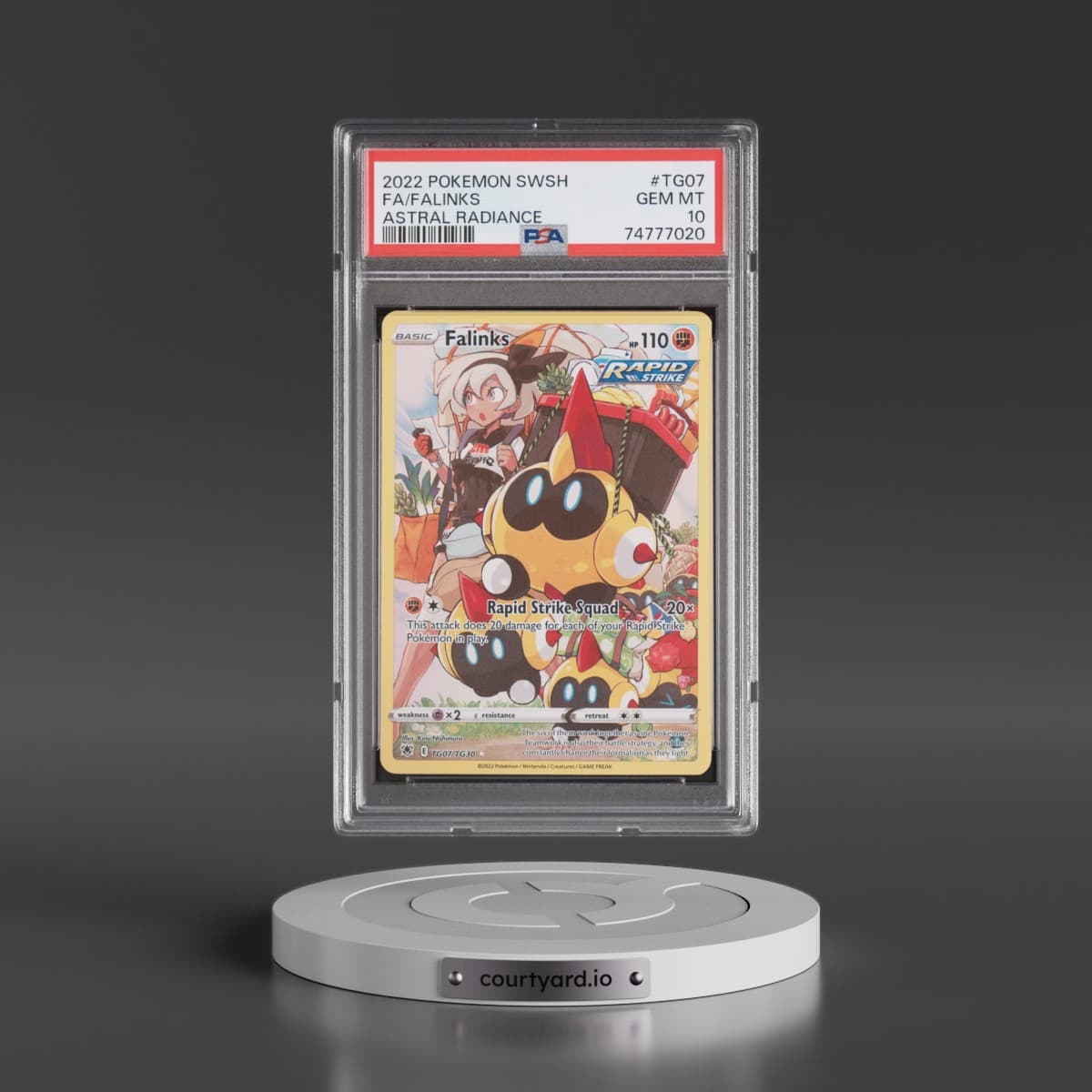 2022 Pokémon Sword & Shield Astral Radiance #TG07 Falinks - Full Art (PSA 10 GEM MINT)