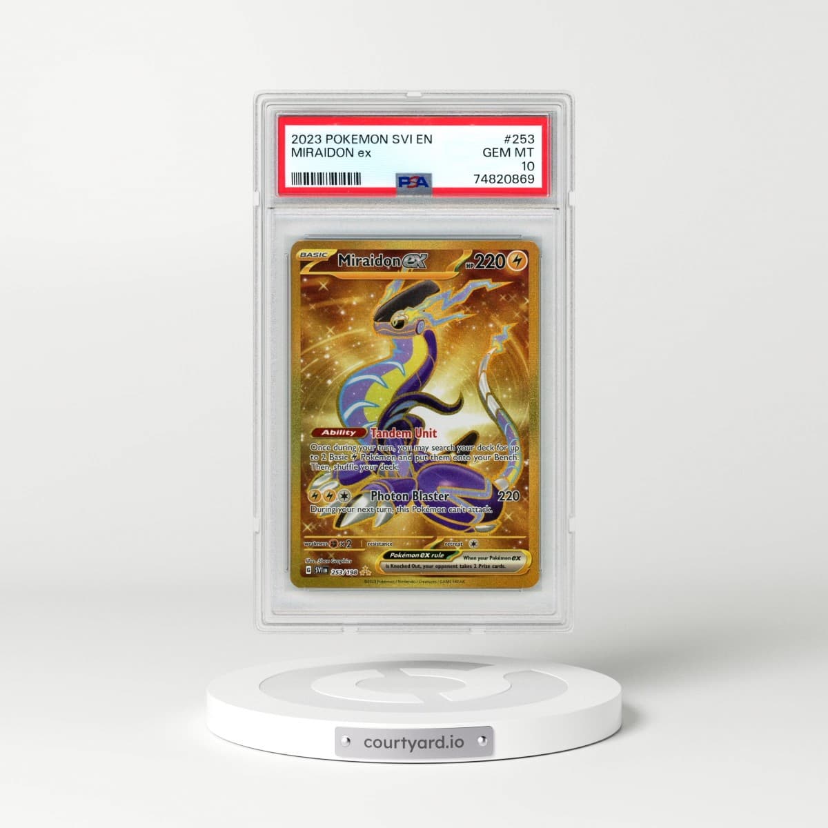2023 Pokémon Svi EN-Scarlet & Violet #253 Miraidon EX - Holo Hyper Rare (PSA 10 GEM MINT)